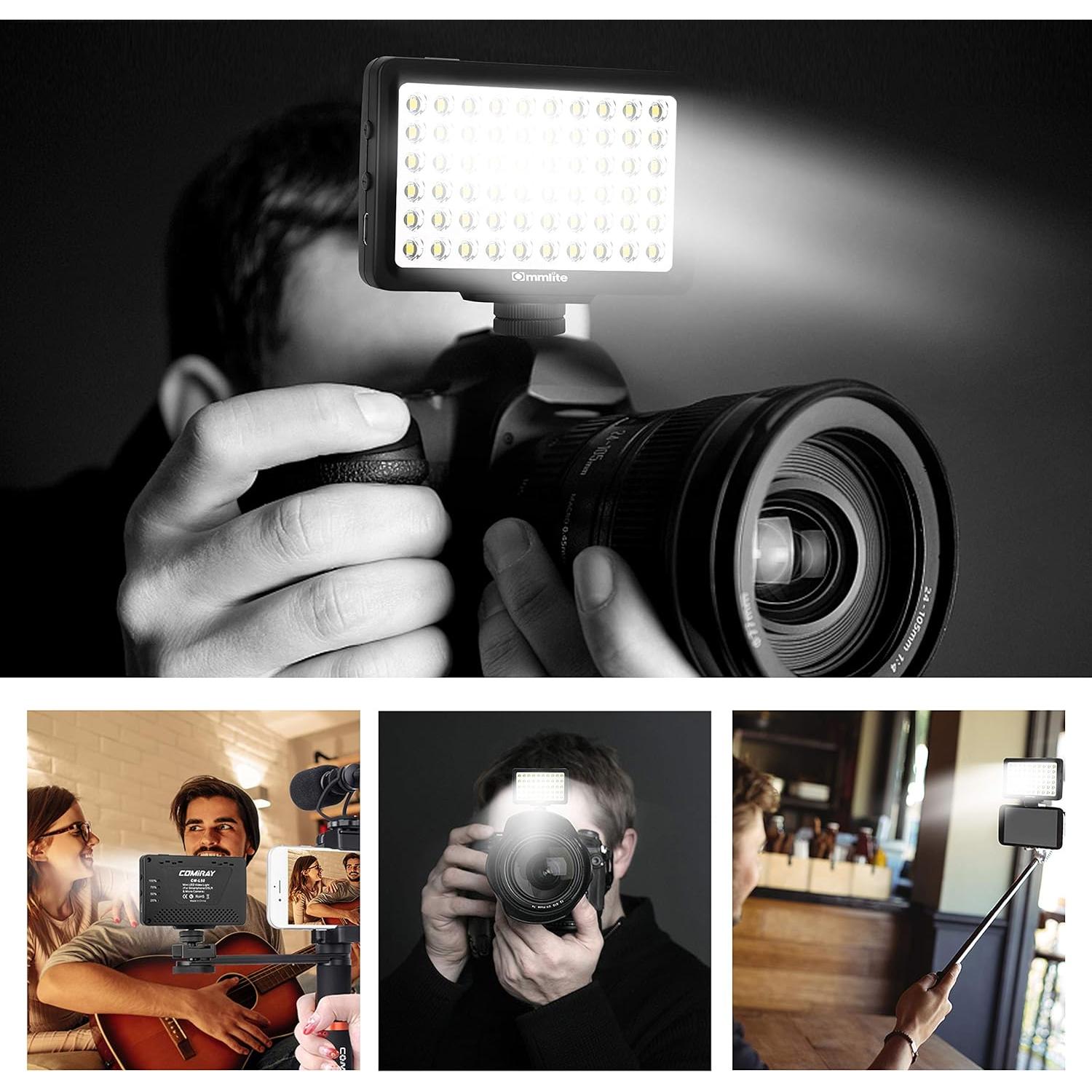 Luz de Video LED Commlite CM-L50, 50 LEDs, 6880 Lux, USB