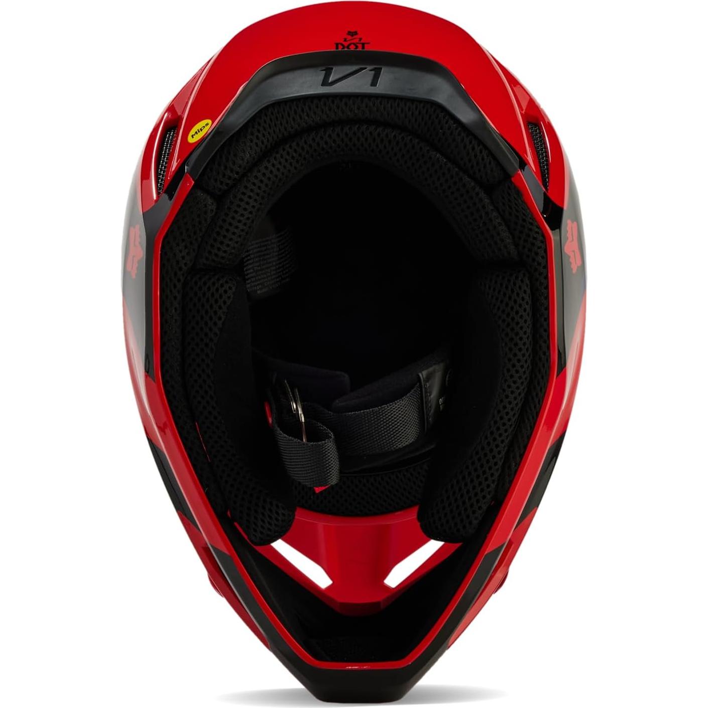 Casco de Motocross Fox Racing V1 Negro/Raya Azul 2X