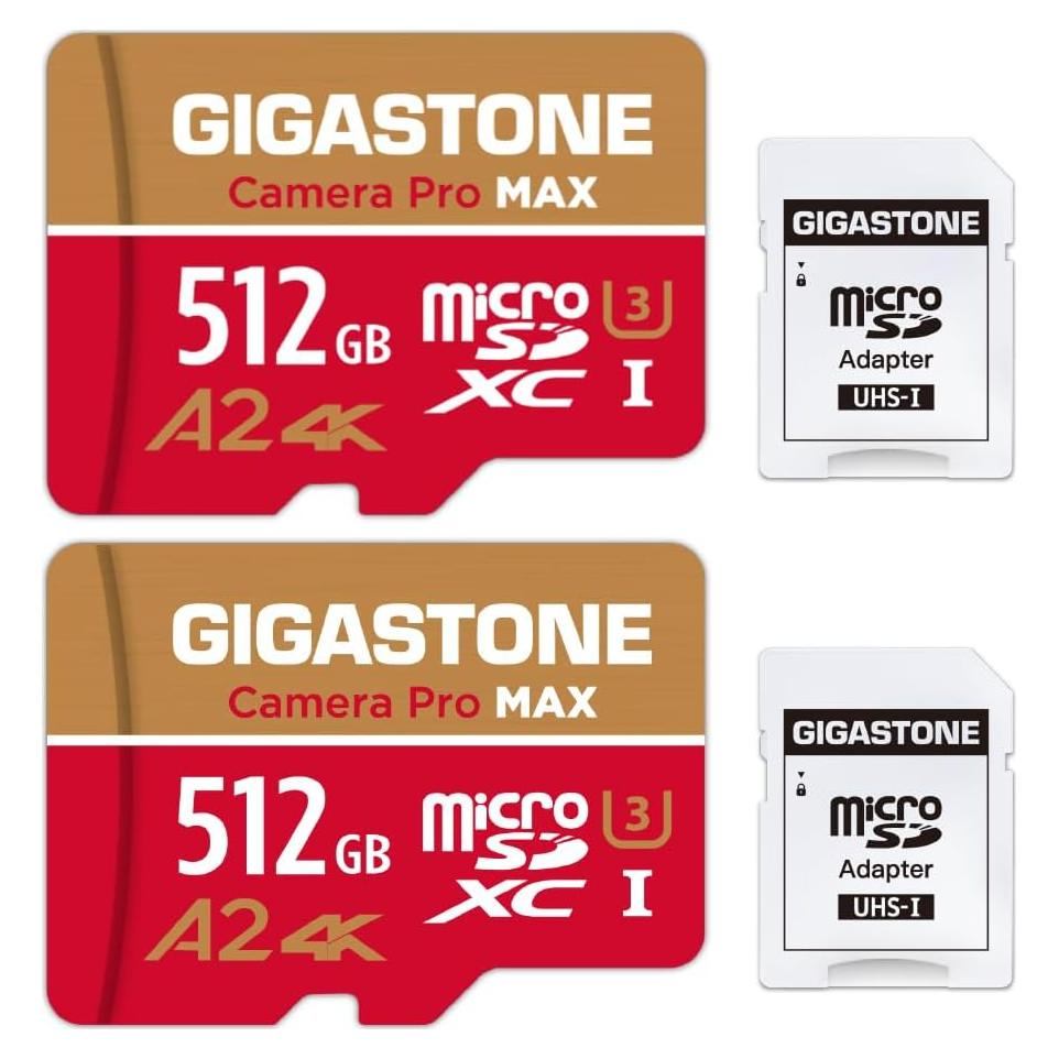 Tarjetas Micro SD Gigastone 512GB Paquete de 2 A2 V30 4K