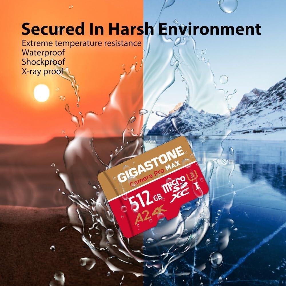 Tarjetas Micro SD Gigastone 512GB Paquete de 2 A2 V30 4K