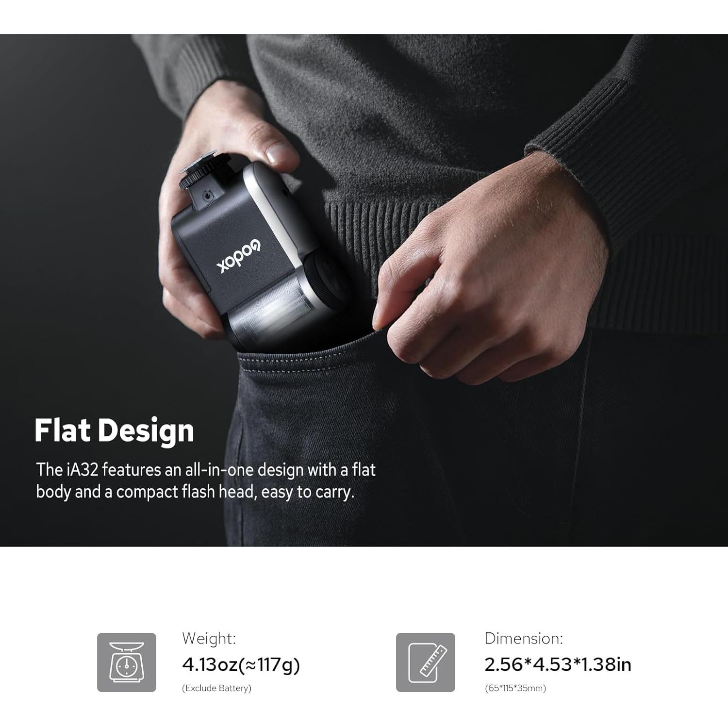 Flash Godox iA32 Mini para Cámara - 8 Niveles de Potencia