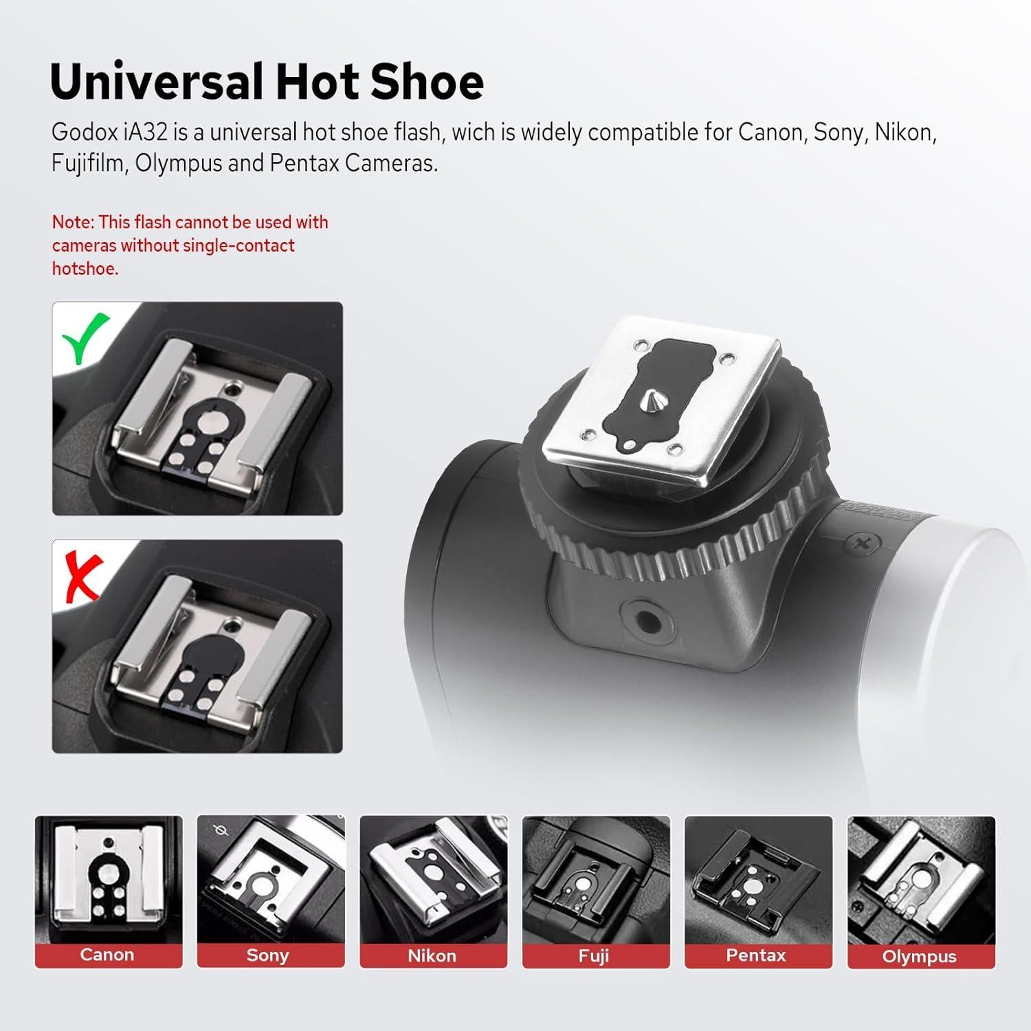 Flash Godox iA32 Mini para Cámara - 8 Niveles de Potencia