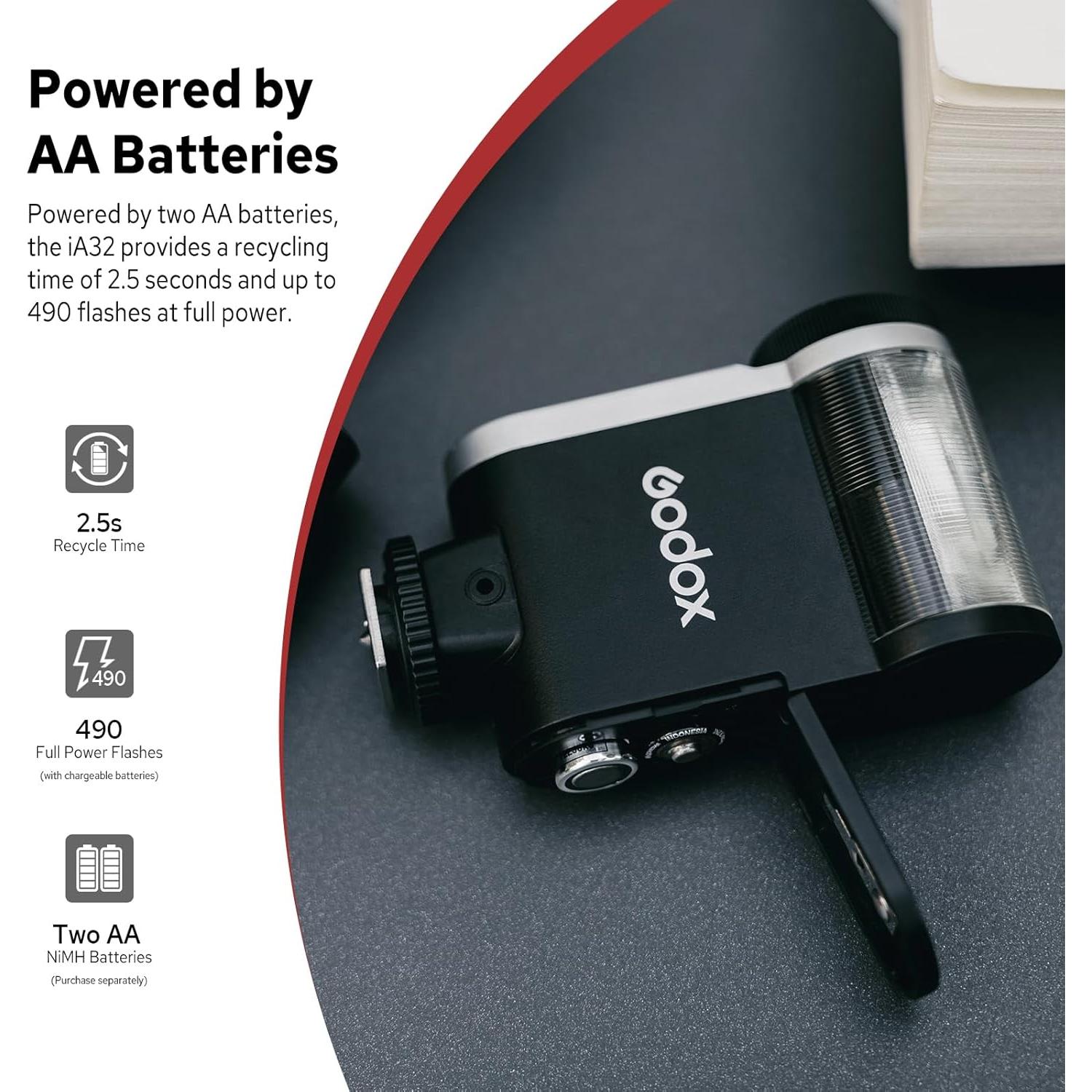 Flash Godox iA32 Mini para Cámara - 8 Niveles de Potencia