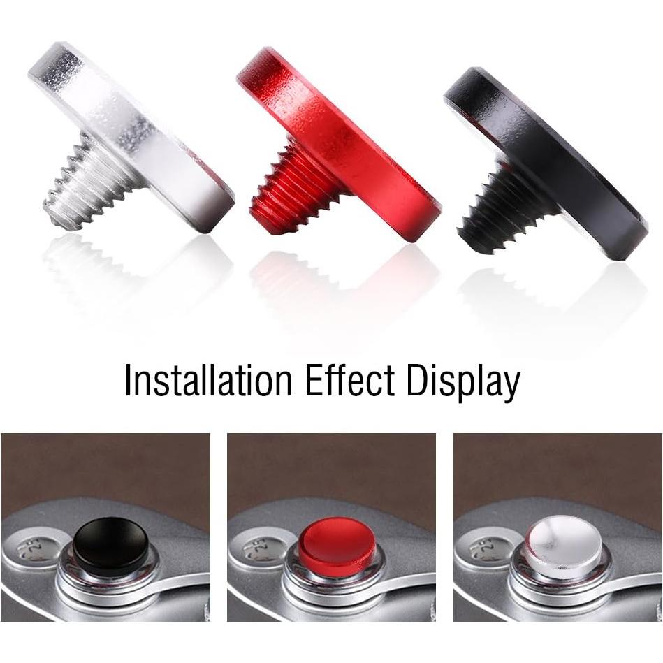 3PCS Camera Button, Aluminium Alloy Shutter Button with Concave Surface, Fits for Cameras with Screw Hole on The Shutter Release Button (Red Black Silver)