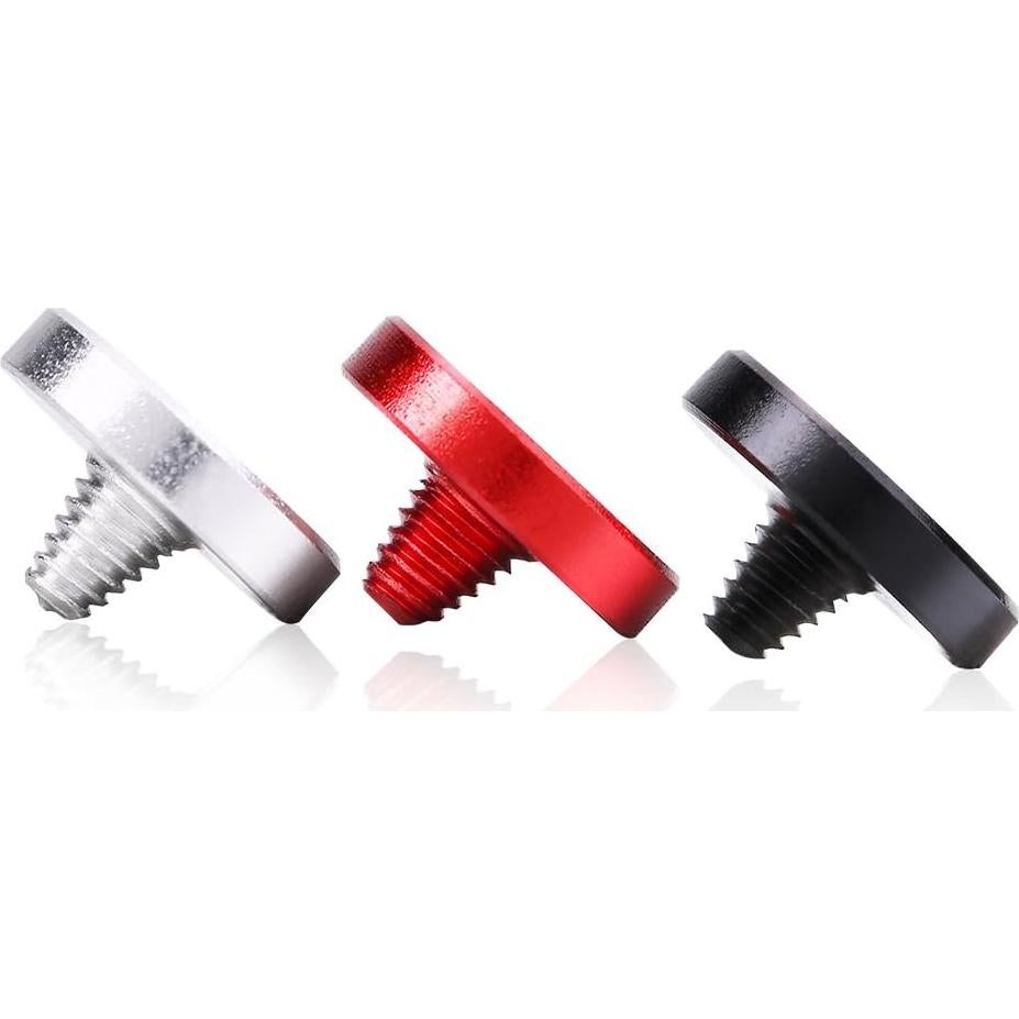 3PCS Camera Button, Aluminium Alloy Shutter Button with Concave Surface, Fits for Cameras with Screw Hole on The Shutter Release Button (Red Black Silver)