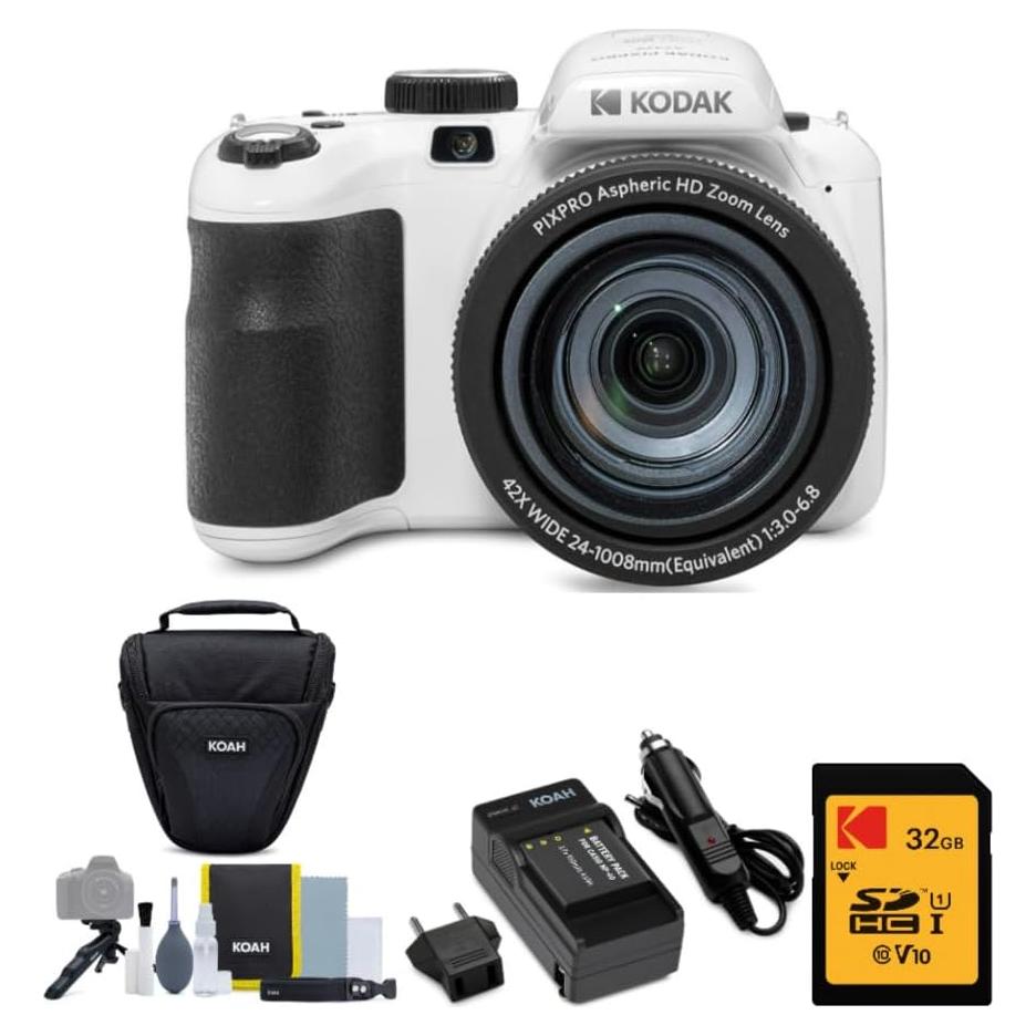 Cámara Digital Kodak PIXPRO AZ425 20MP Zoom 42x Blanca con Accesorios