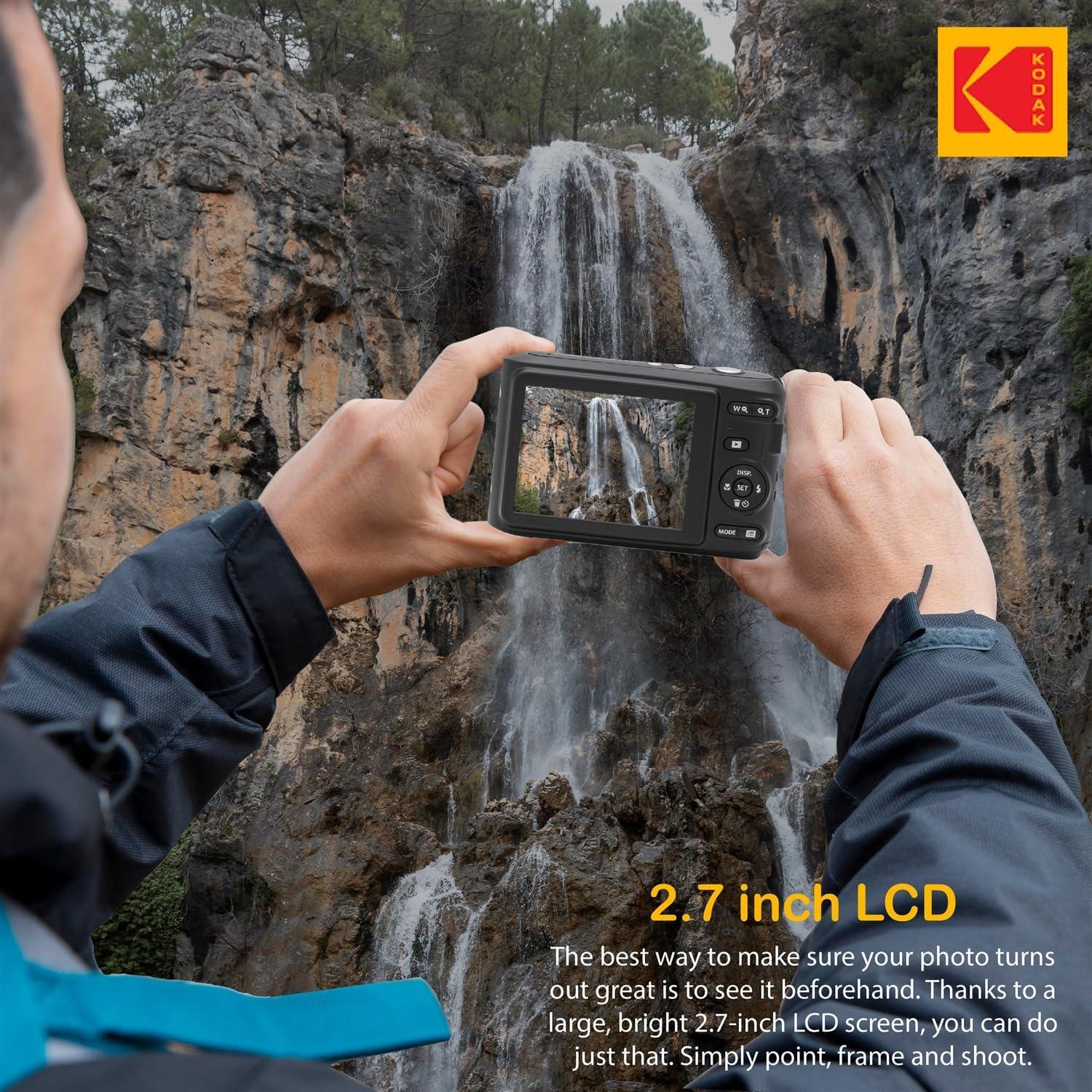 Cámara Digital Kodak PIXPRO FZ45 Negra 16MP Zoom 4x + Funda + 128GB