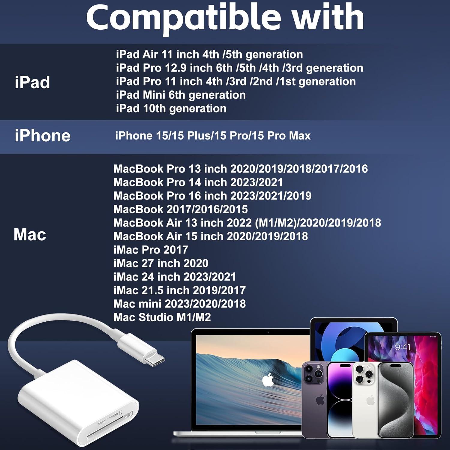 Lector de Tarjetas SD USB-C Vrllinking para iPhone 15/16 y iPad