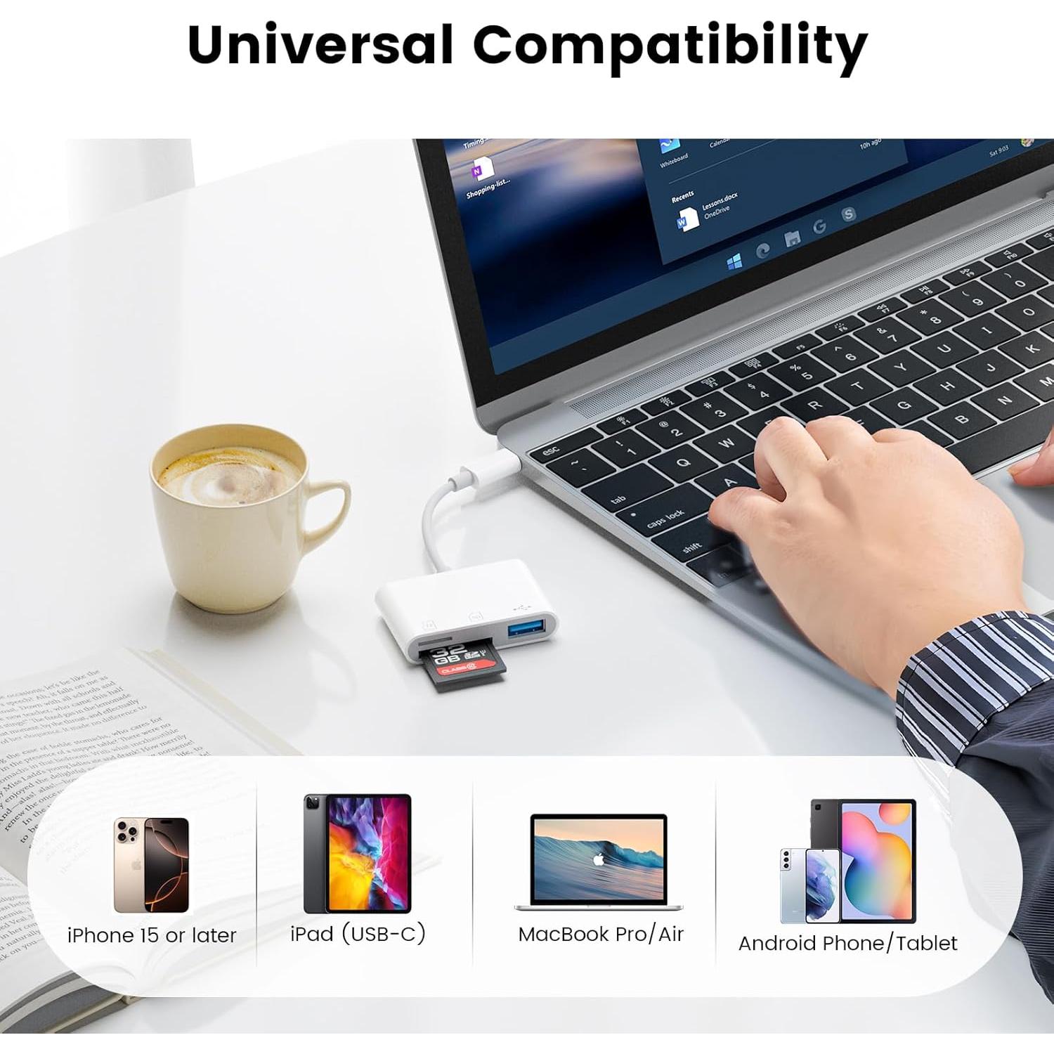 Adaptador de Cámara USB-C SUNTRSI con Lector SD y MicroSD