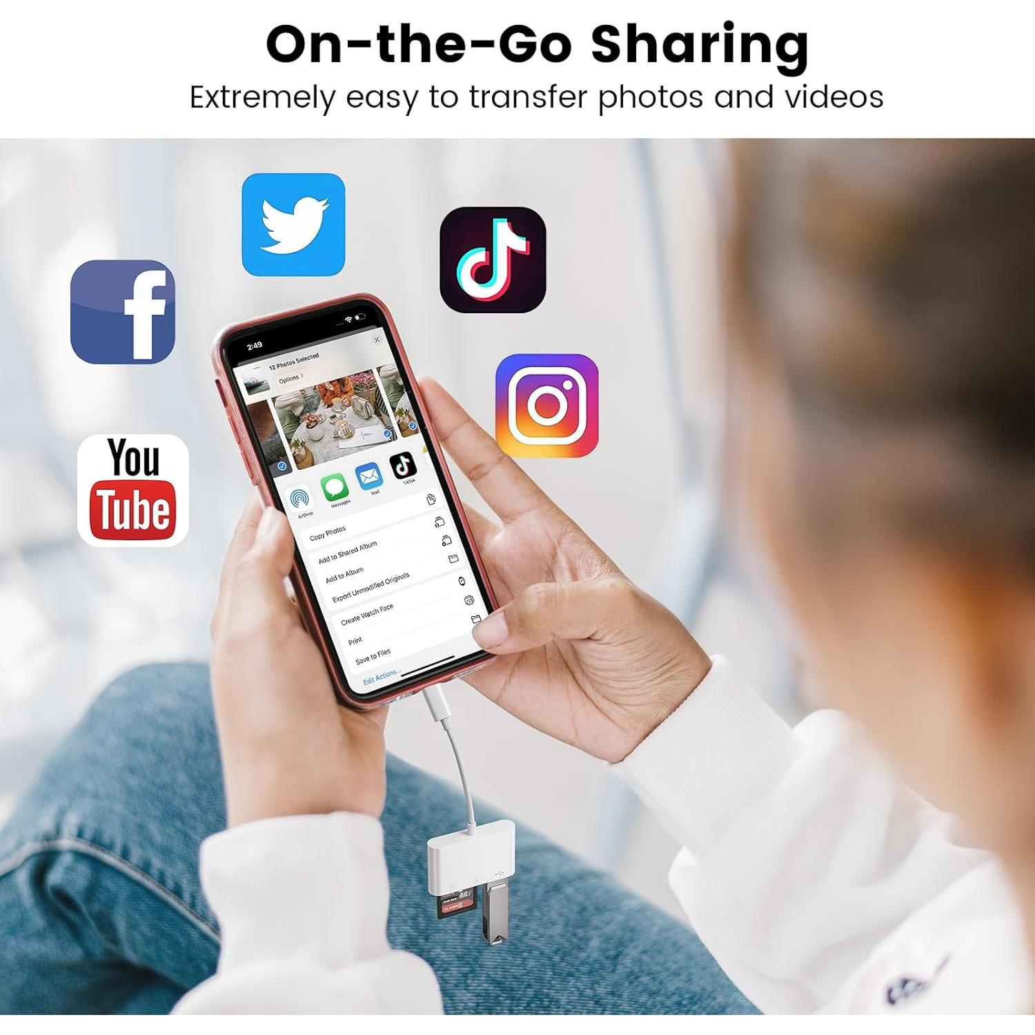 Adaptador de Cámara USB-C SUNTRSI con Lector SD y MicroSD