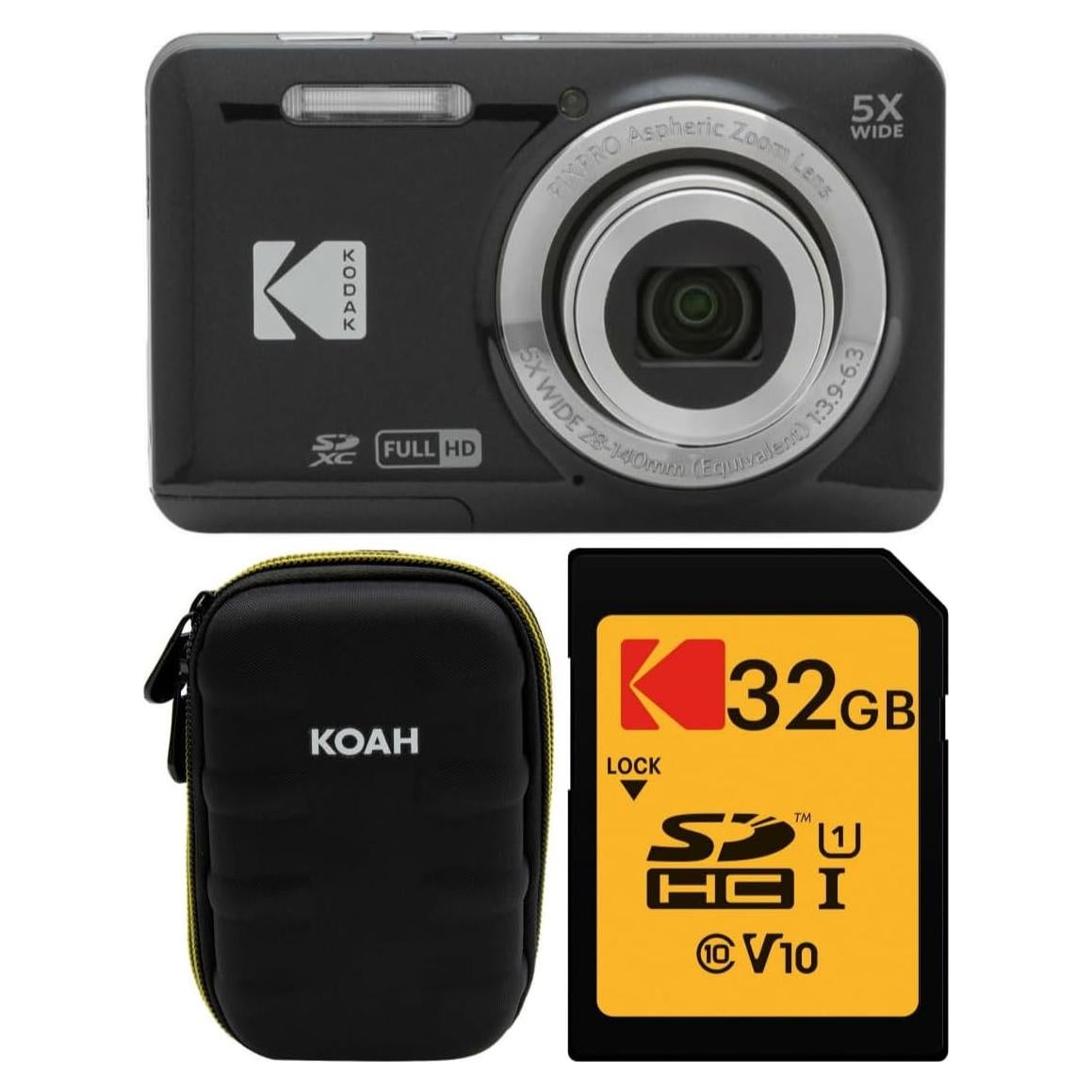 Cámara Digital Kodak PIXPRO FZ55 Negra + Funda + Tarjeta 32GB