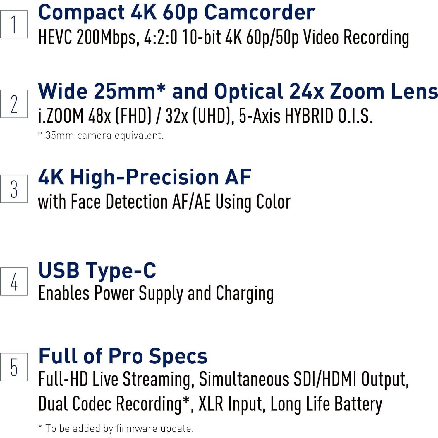 Cámara de video 4K Panasonic HC-X2100 con lente 24x y O.I.S.
