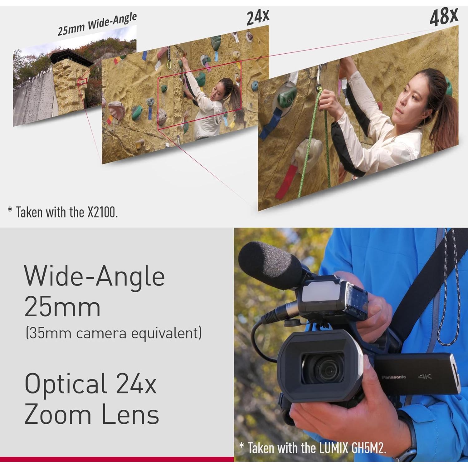 Cámara de video 4K Panasonic HC-X2100 con lente 24x y O.I.S.