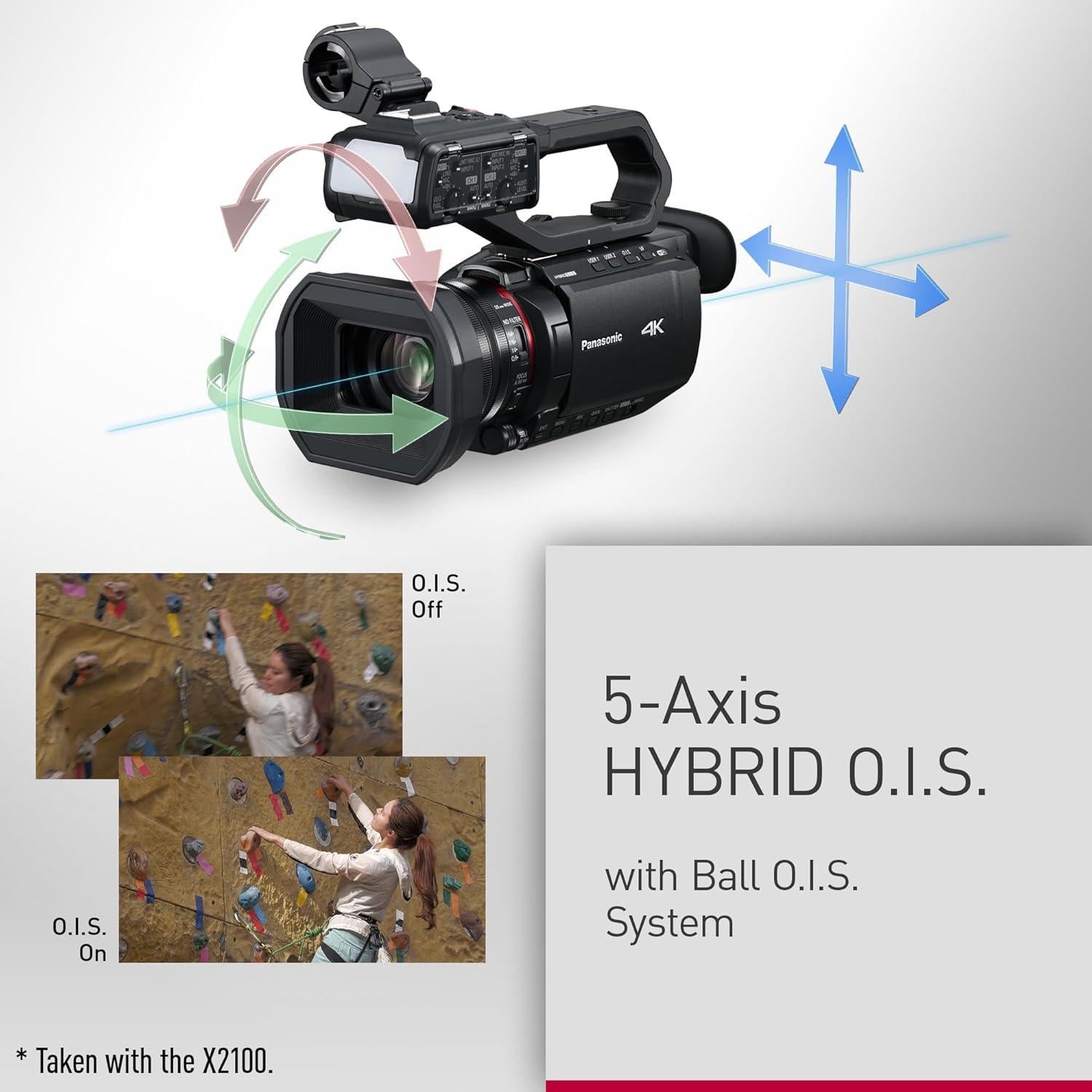 Cámara de video 4K Panasonic HC-X2100 con lente 24x y O.I.S.