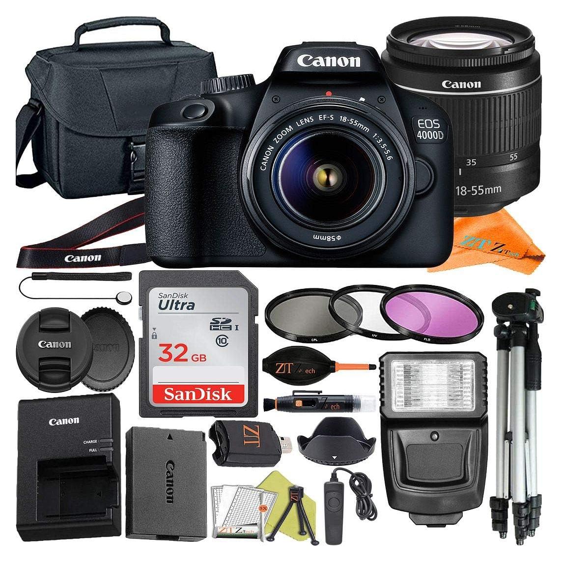 Cámara DSLR Canon EOS 4000D con Lente 18-55mm y Accesorios