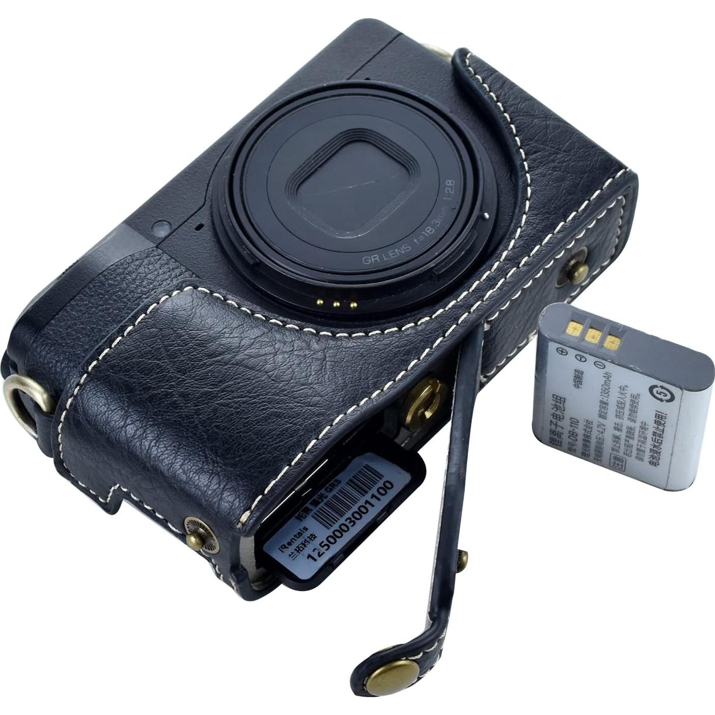 Funda de cámara de cuero PU Rieibi para Ricoh GR III/GR IIIx - Negro