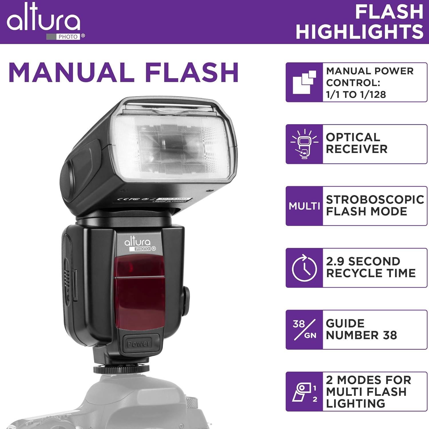 Flash de cámara Altura Photo AP-UNV2 para DSLR y sin espejo