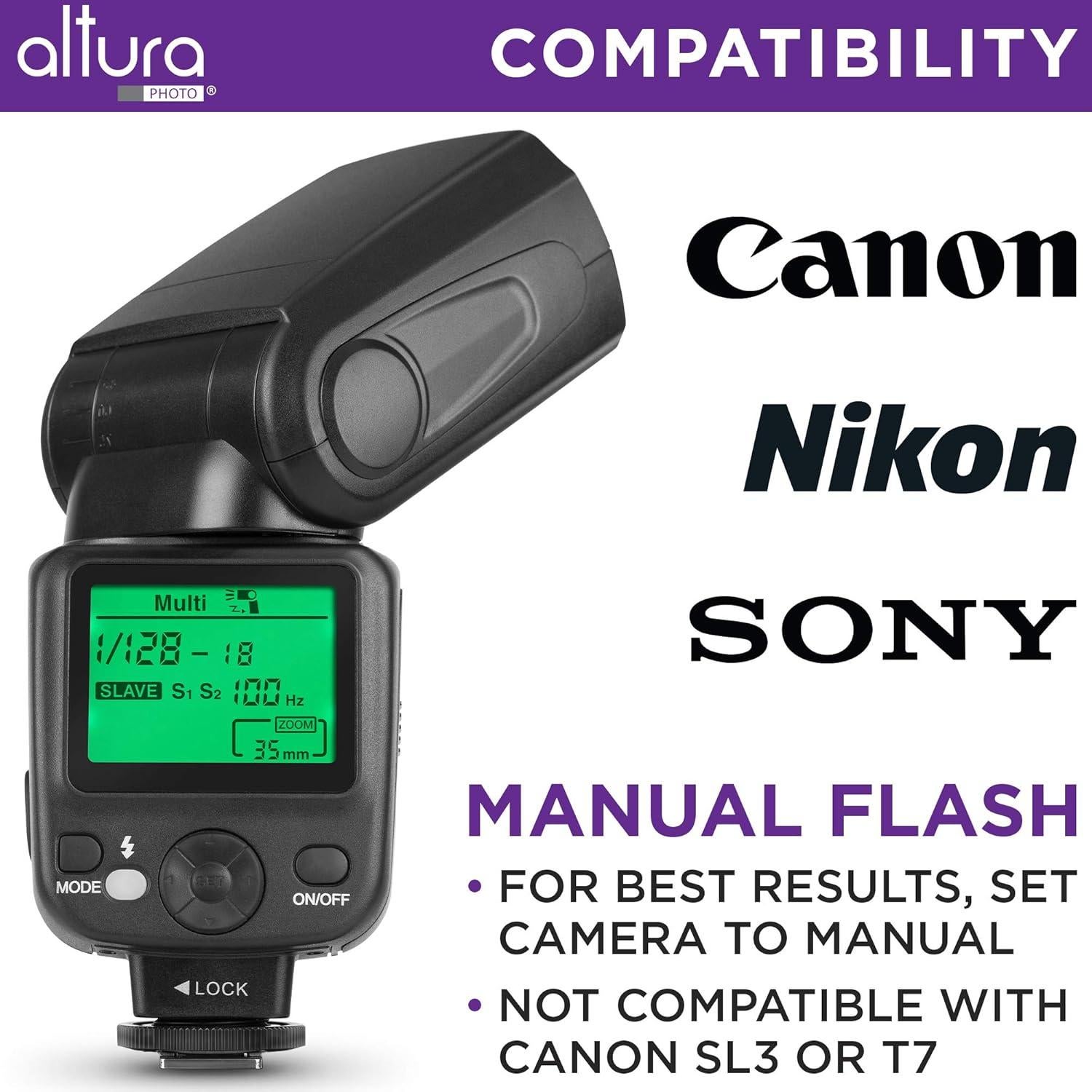 Flash de cámara Altura Photo AP-UNV2 para DSLR y sin espejo