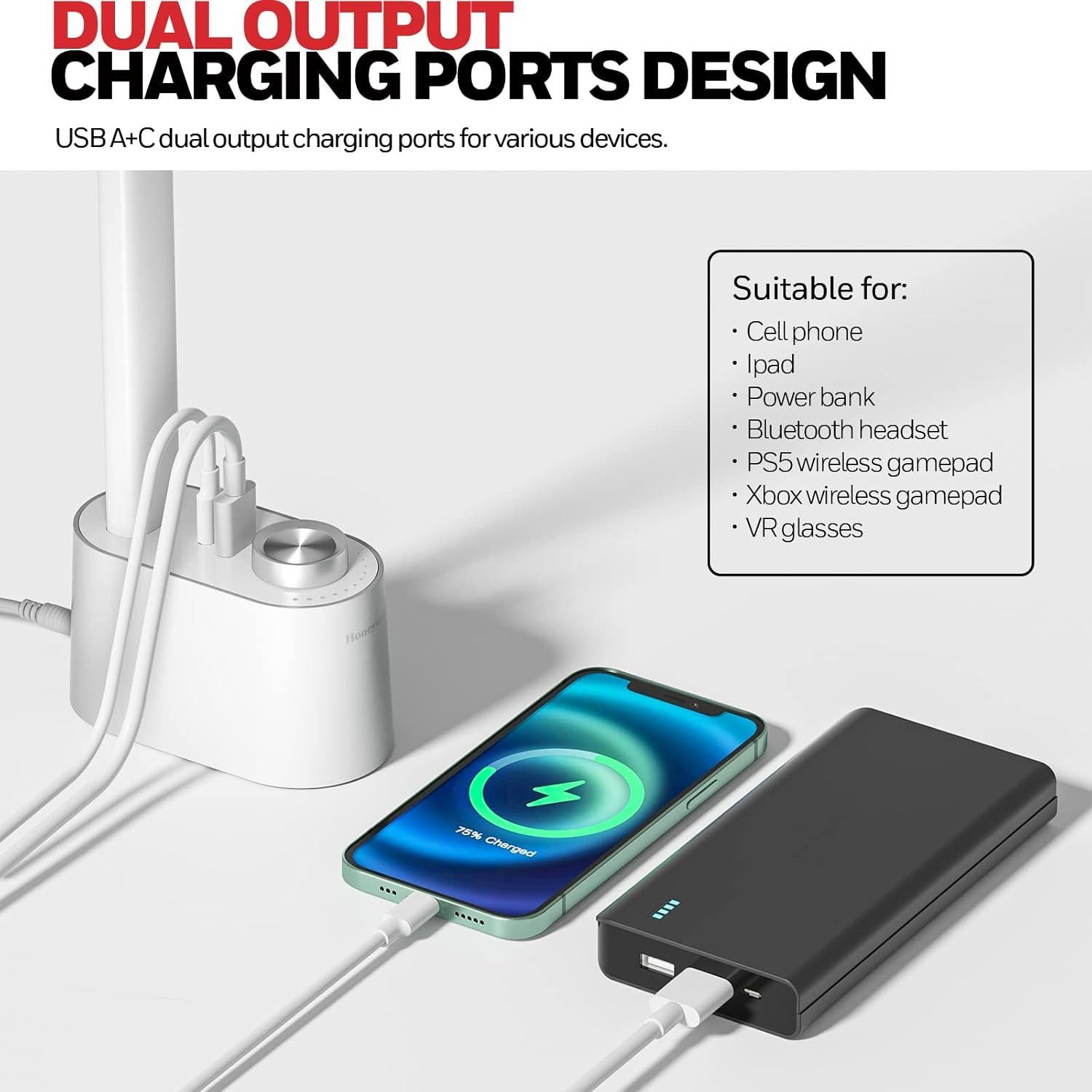 Lámpara de Escritorio LED Honeywell H01 Pro Regulable USB