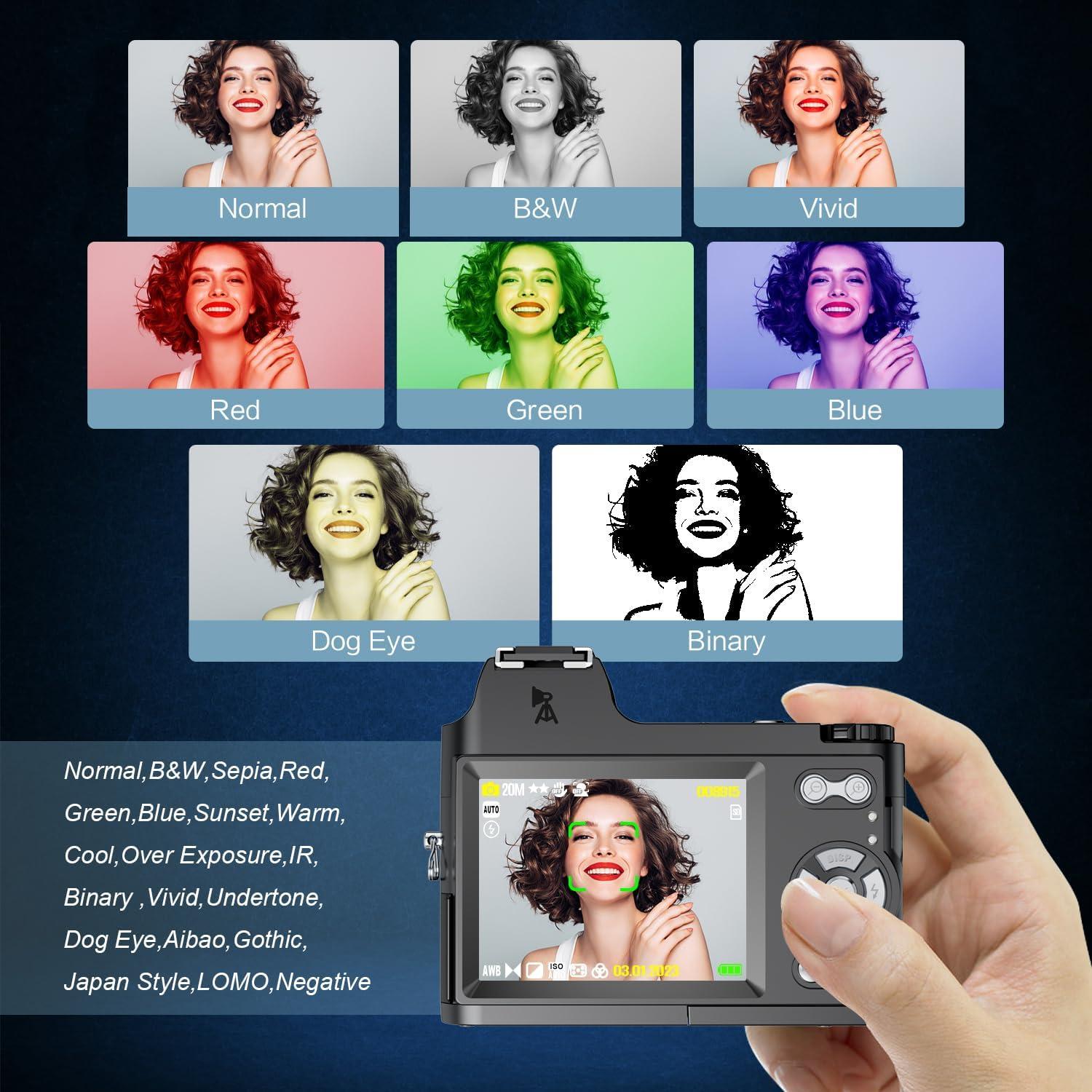 Cámara Digital 4K Rumyums 48MP con Pantalla de 3" y Zoom 18x