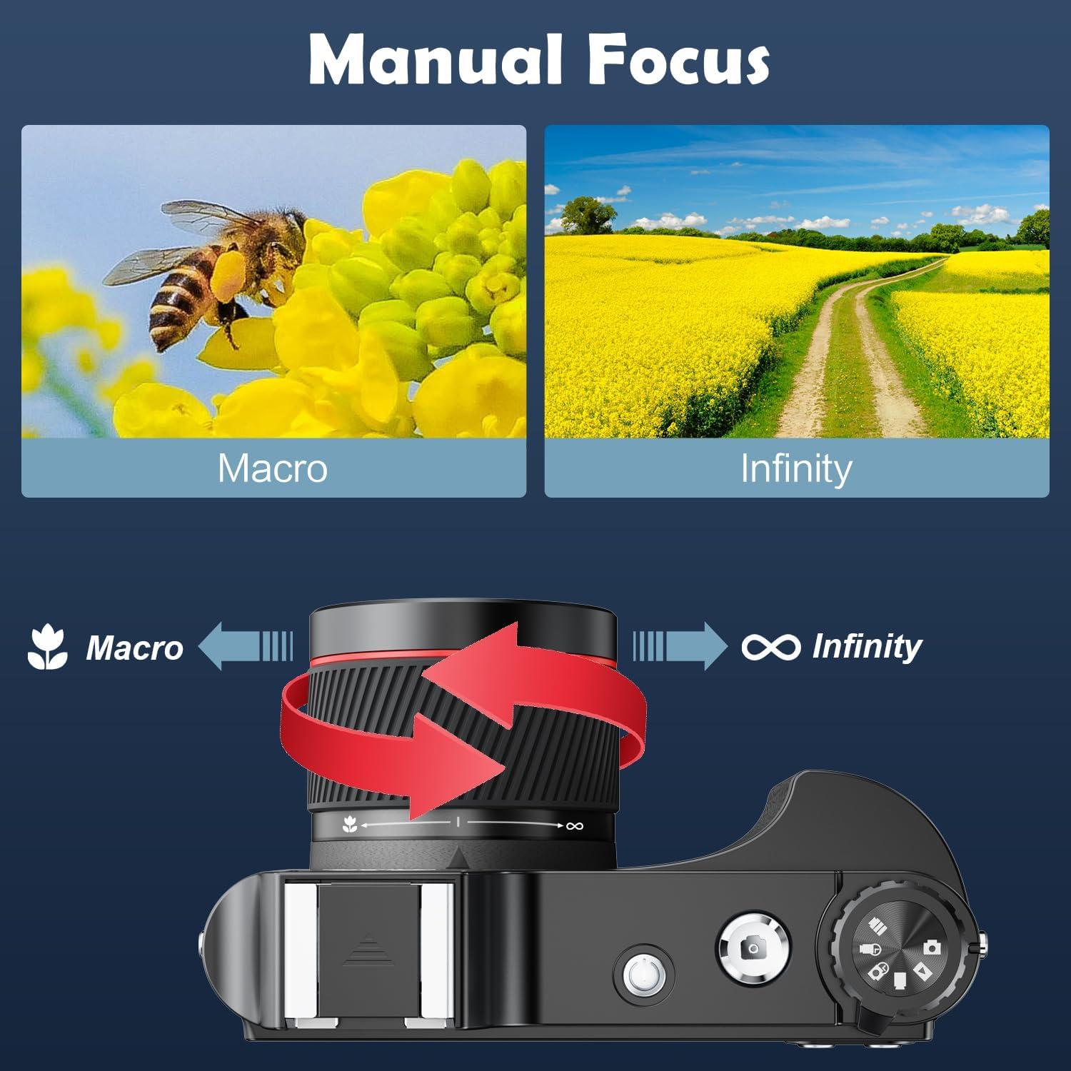 Cámara Digital 4K Rumyums 48MP con Pantalla de 3" y Zoom 18x