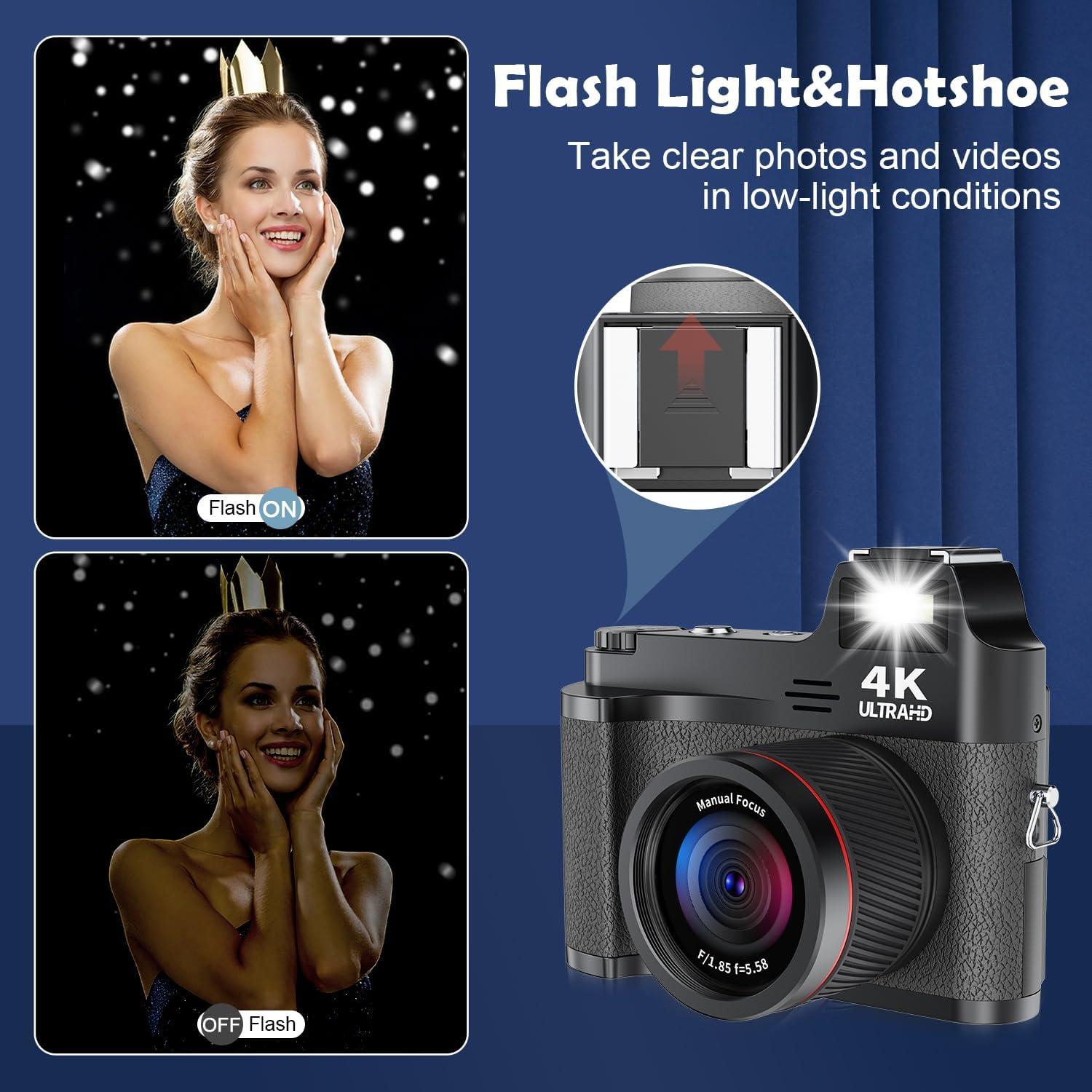 Cámara Digital 4K Rumyums 48MP con Pantalla de 3" y Zoom 18x