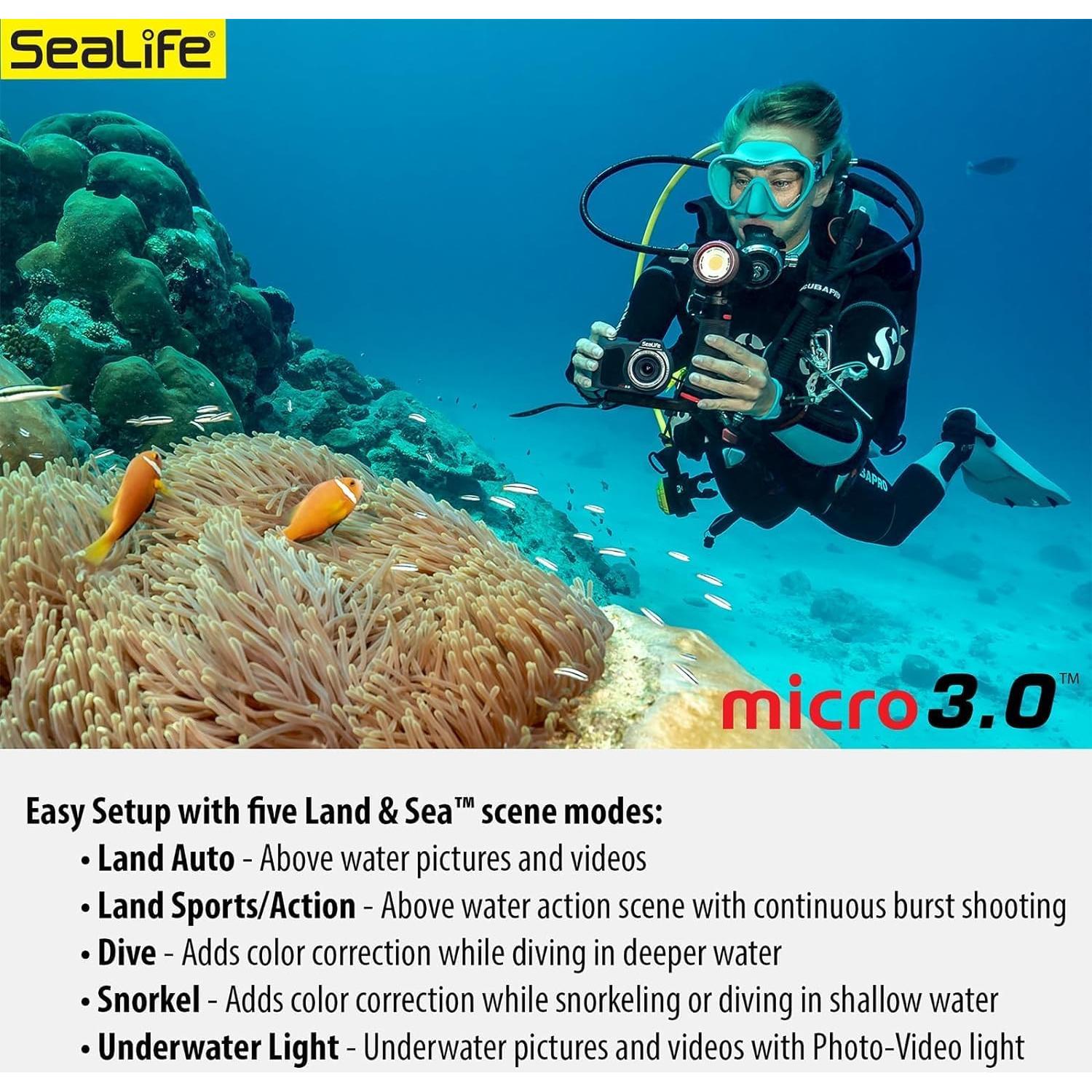 Cámara Submarina SeaLife Micro 3.0 16MP 4K + Luz Sea Dragon 2300F