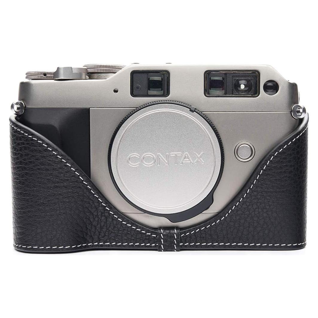 Funda de Cuero Real BolinUS para Cámara Contax G1 - Negro