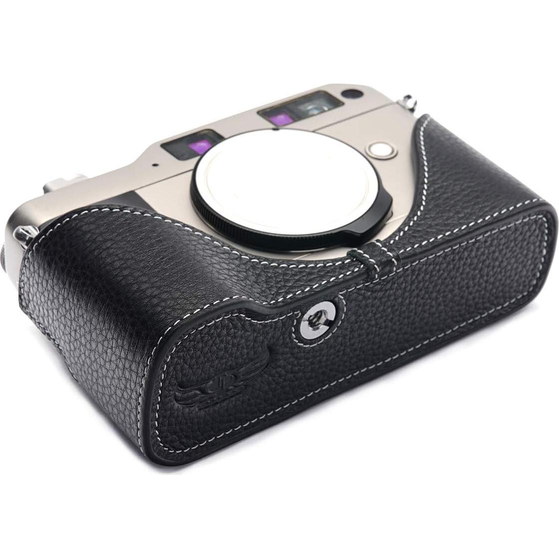 Funda de Cuero Real BolinUS para Cámara Contax G1 - Negro