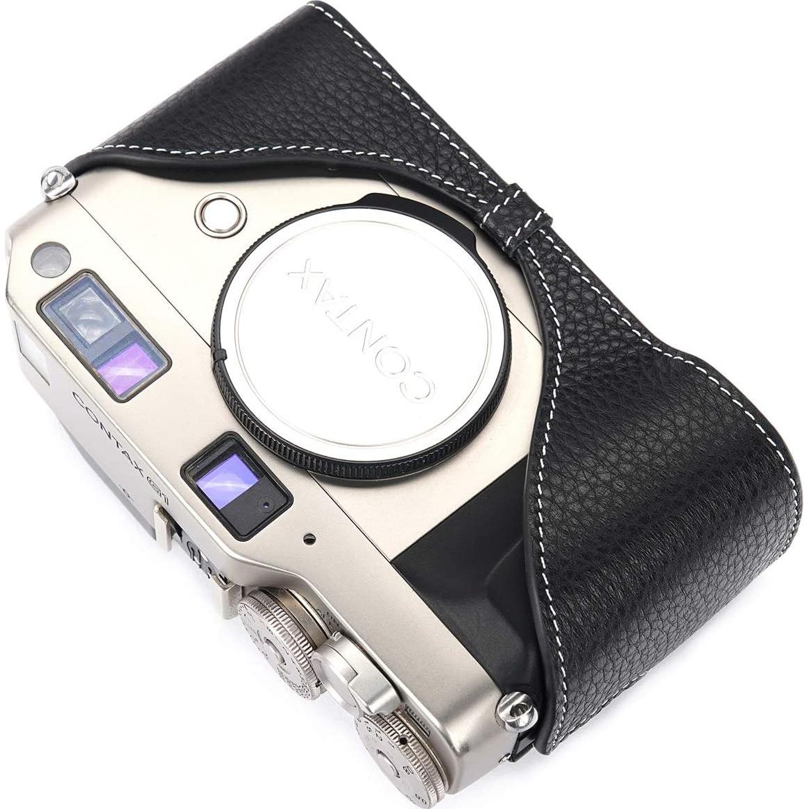 Funda de Cuero Real BolinUS para Cámara Contax G1 - Negro