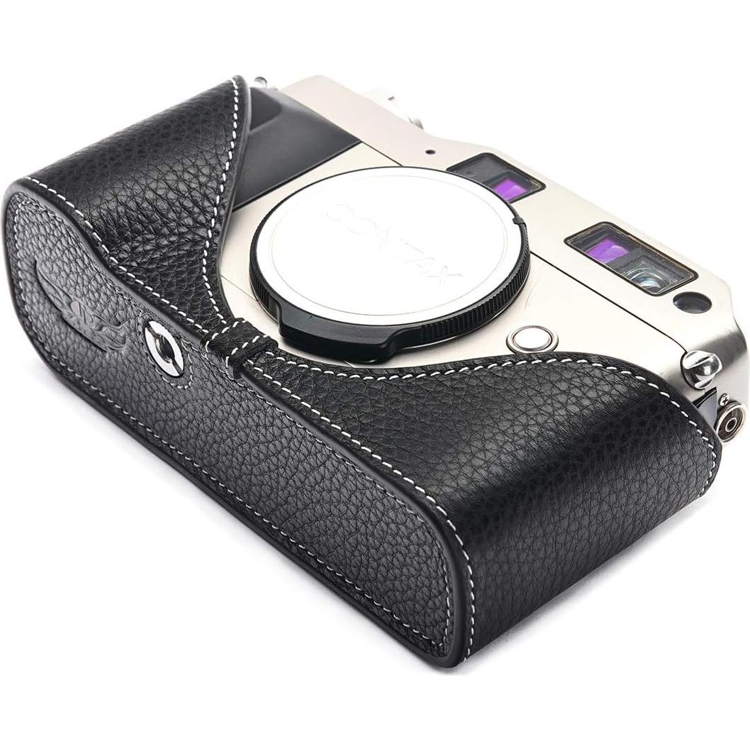 Funda de Cuero Real BolinUS para Cámara Contax G1 - Negro