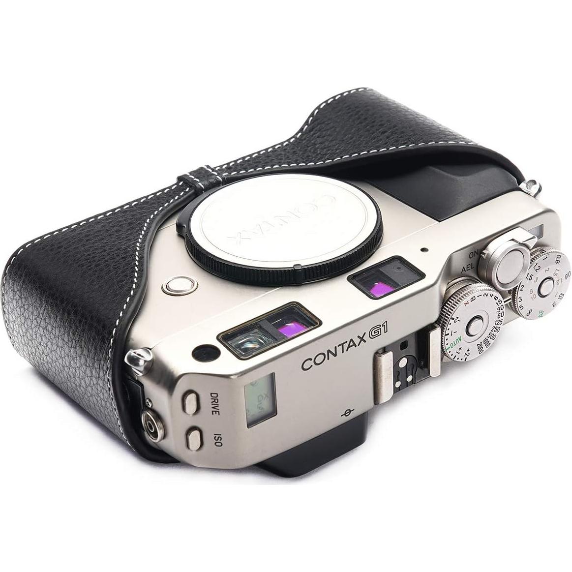 Funda de Cuero Real BolinUS para Cámara Contax G1 - Negro