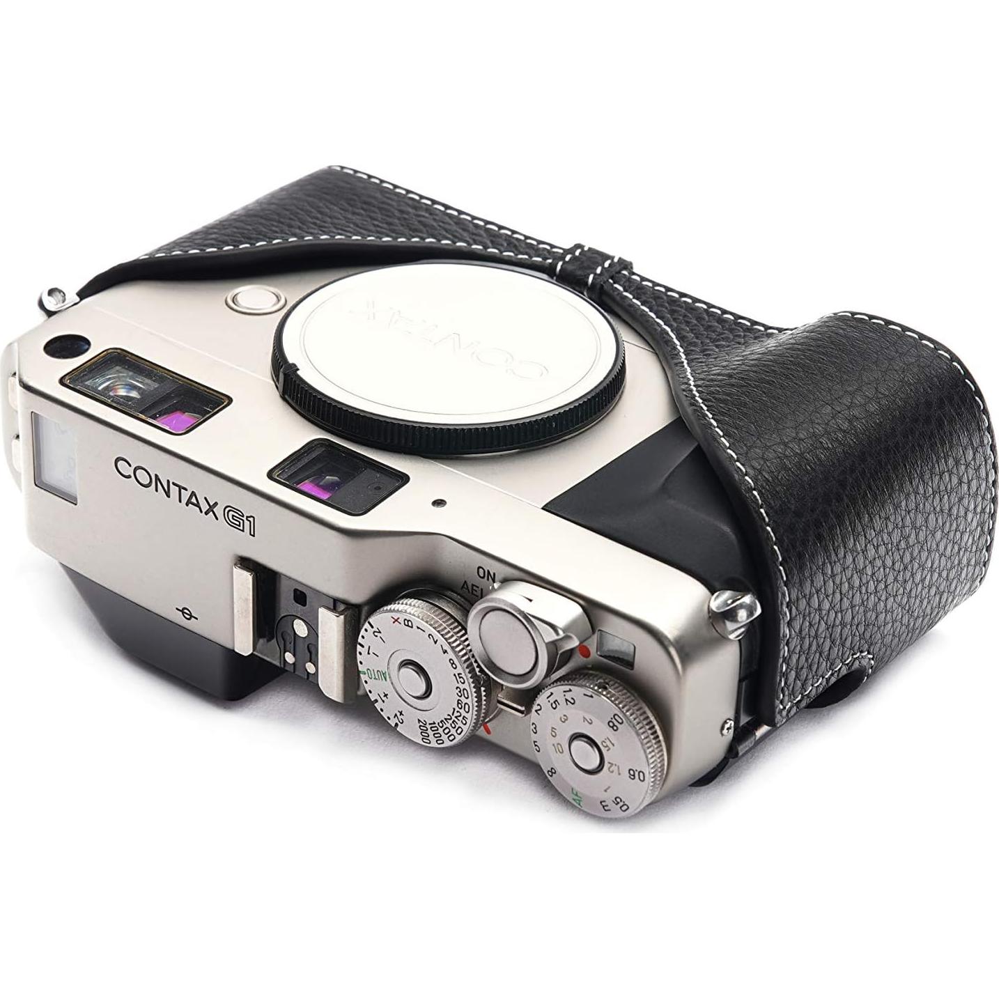 Funda de Cuero Real BolinUS para Cámara Contax G1 - Negro