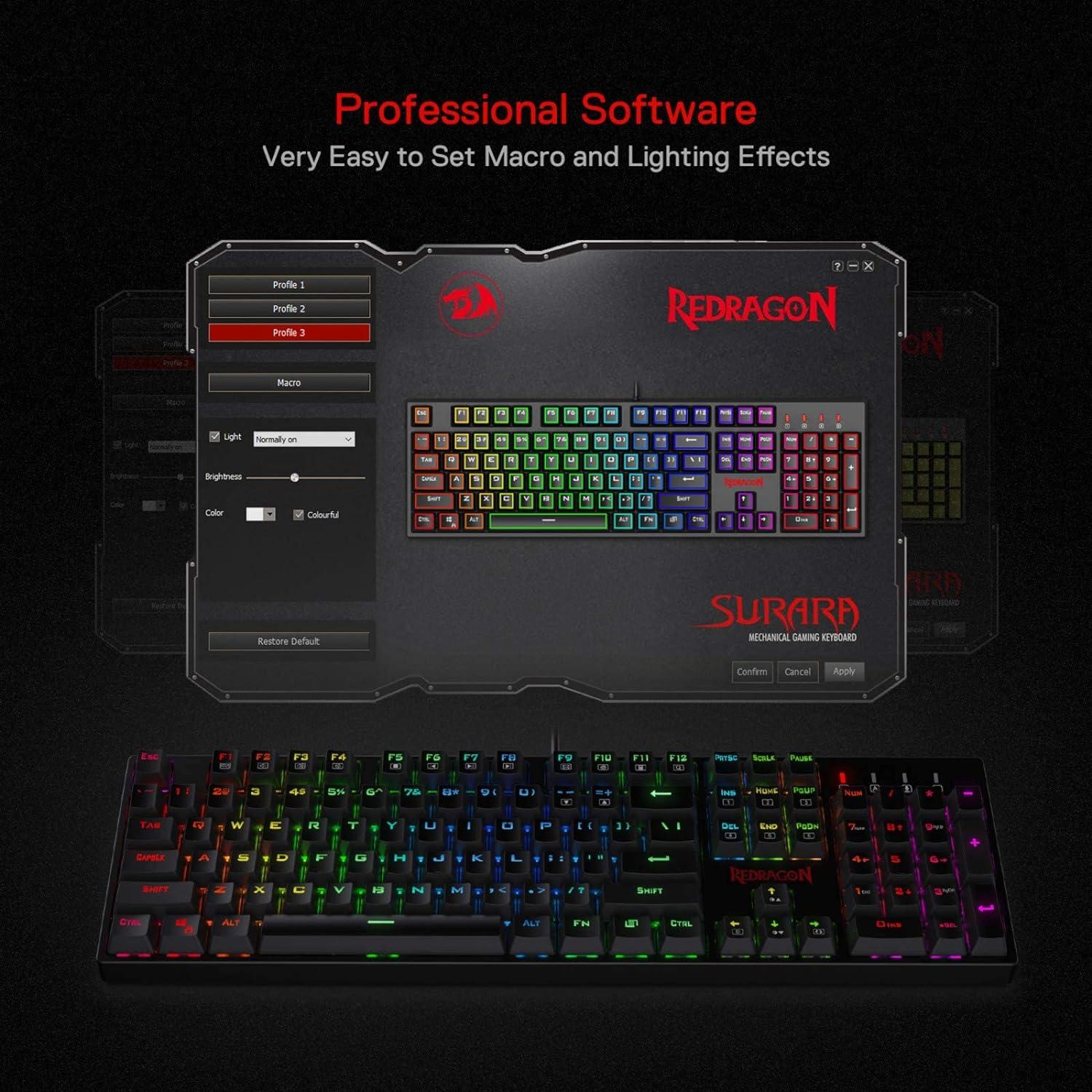 Teclado Mecánico Redragon K582 RGB 104 Teclas Anti-Ghosting