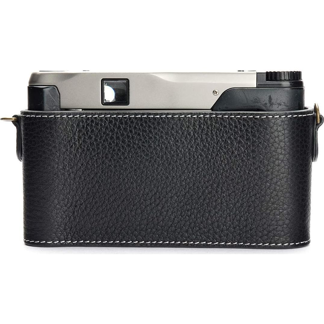 Funda de Cuero Real BolinUS para Cámara Contax TVS II Negra