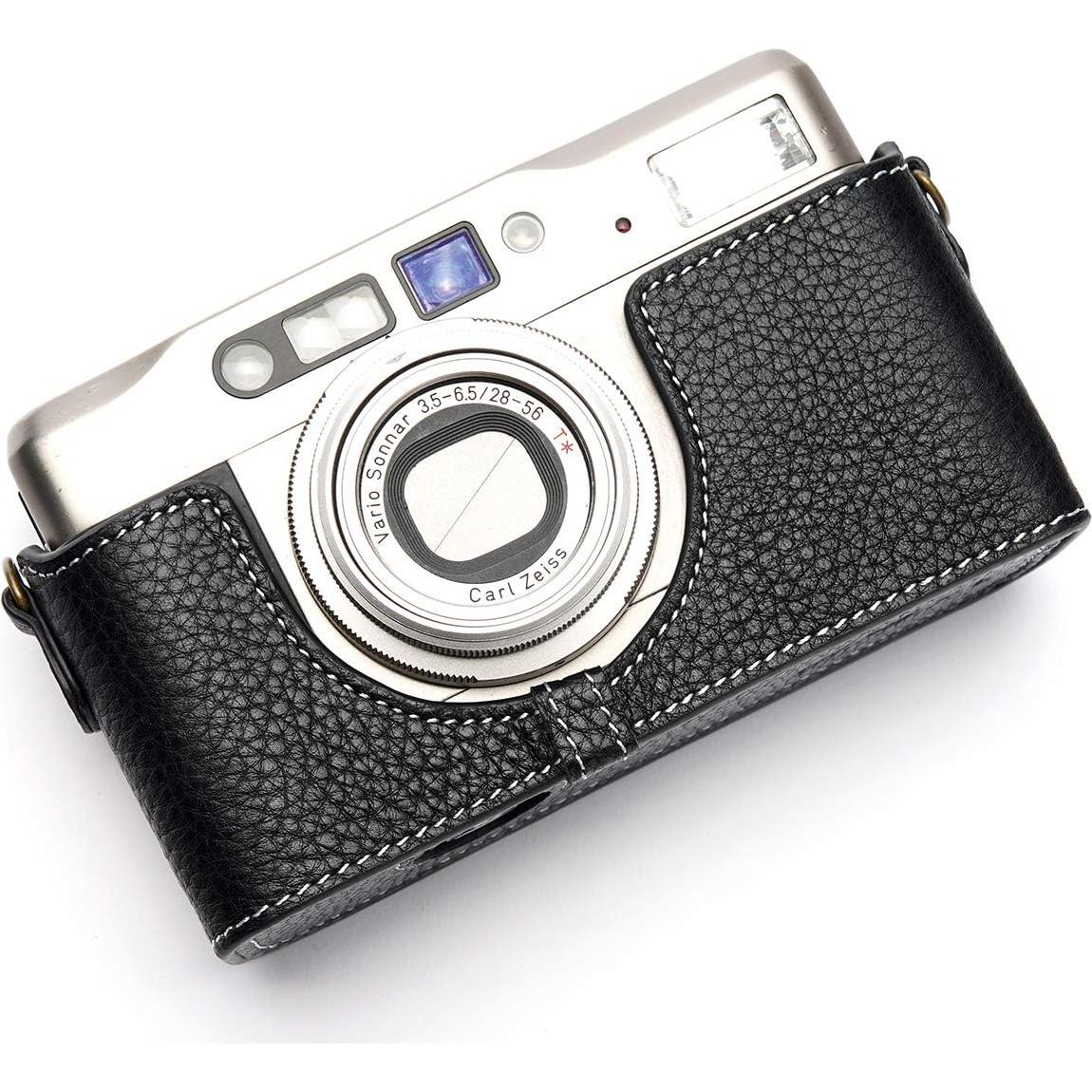 Funda de Cuero Real BolinUS para Cámara Contax TVS II Negra