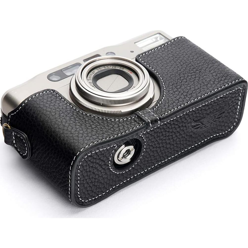 Funda de Cuero Real BolinUS para Cámara Contax TVS II Negra
