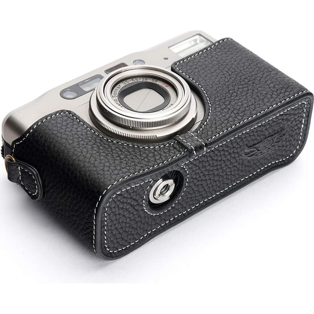 Funda de Cuero Real BolinUS para Cámara Contax TVS II Negra