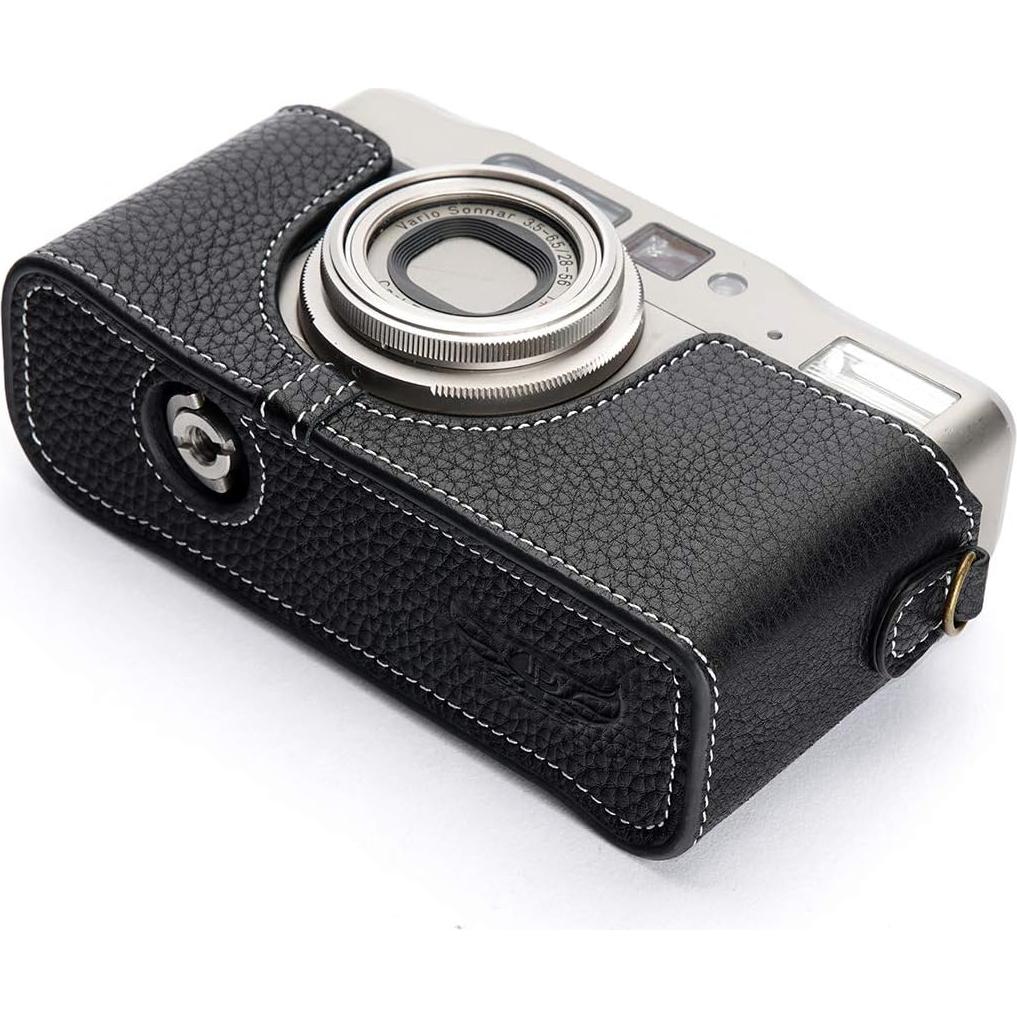 Funda de Cuero Real BolinUS para Cámara Contax TVS II Negra