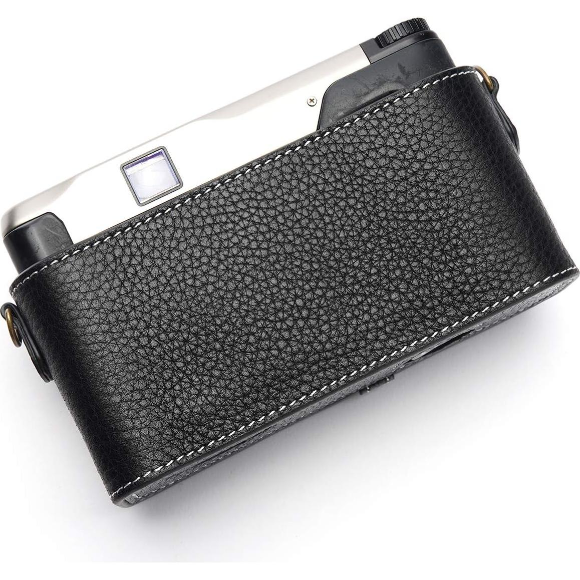 Funda de Cuero Real BolinUS para Cámara Contax TVS II Negra
