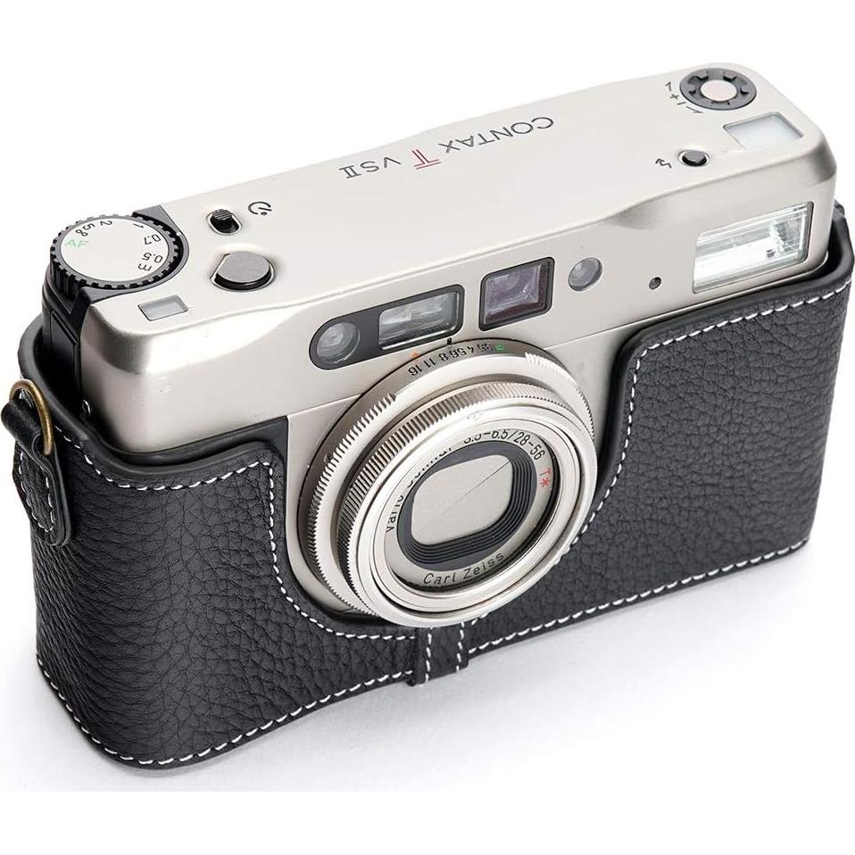 Funda de Cuero Real BolinUS para Cámara Contax TVS II Negra