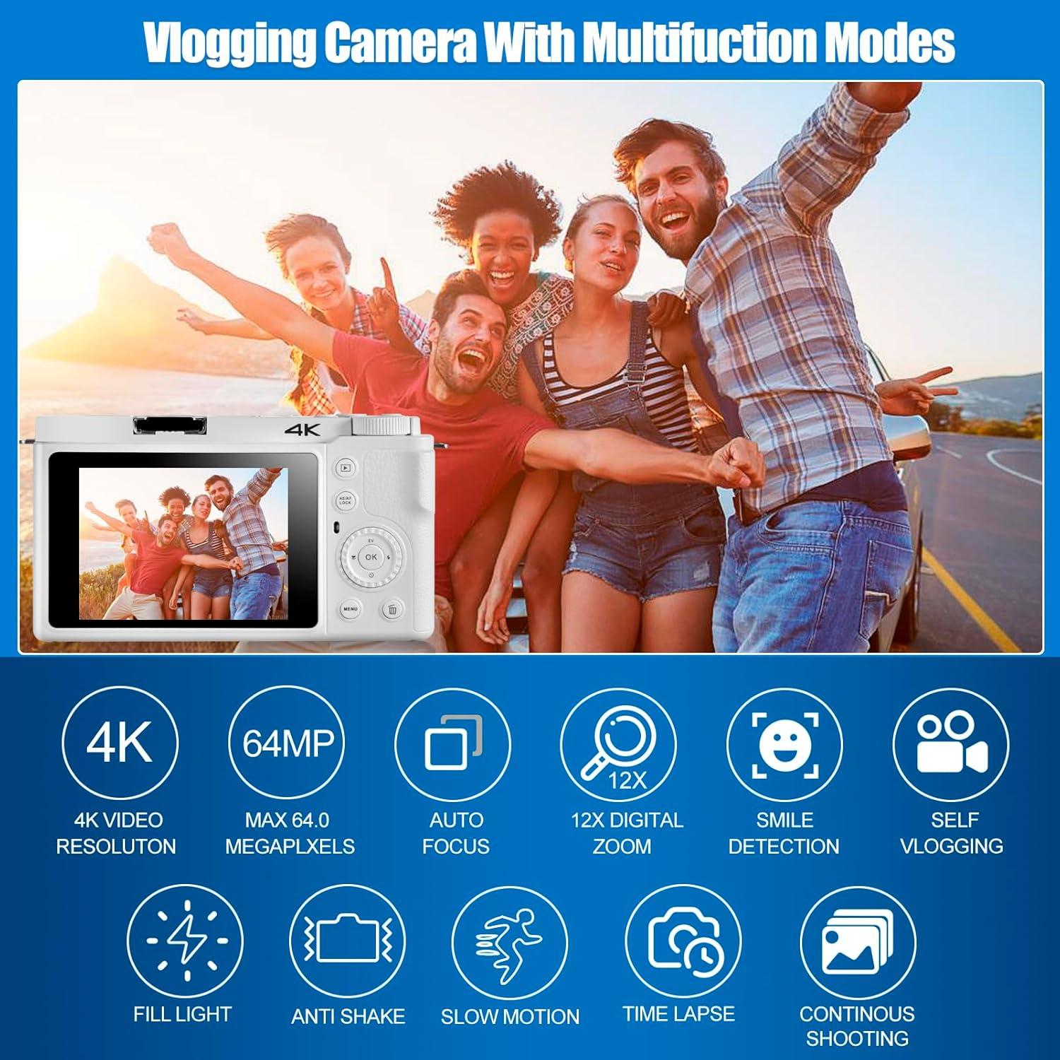 Cámara Digital 4K OIEXI W6 64MP Zoom Óptico 12X Autofocus