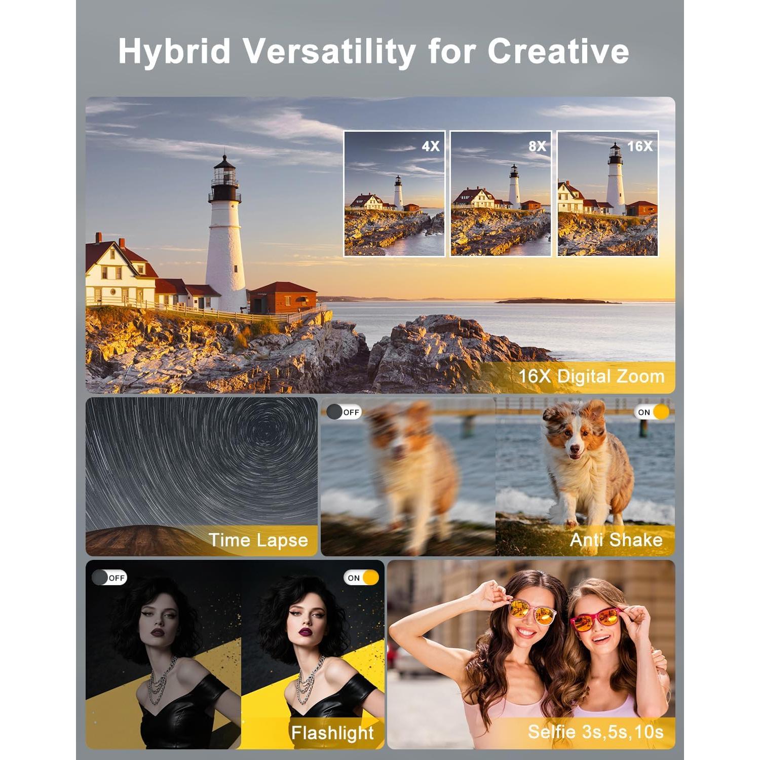 Cámara Digital 4K Camkory J-DC101-AF 48MP Zoom 16X