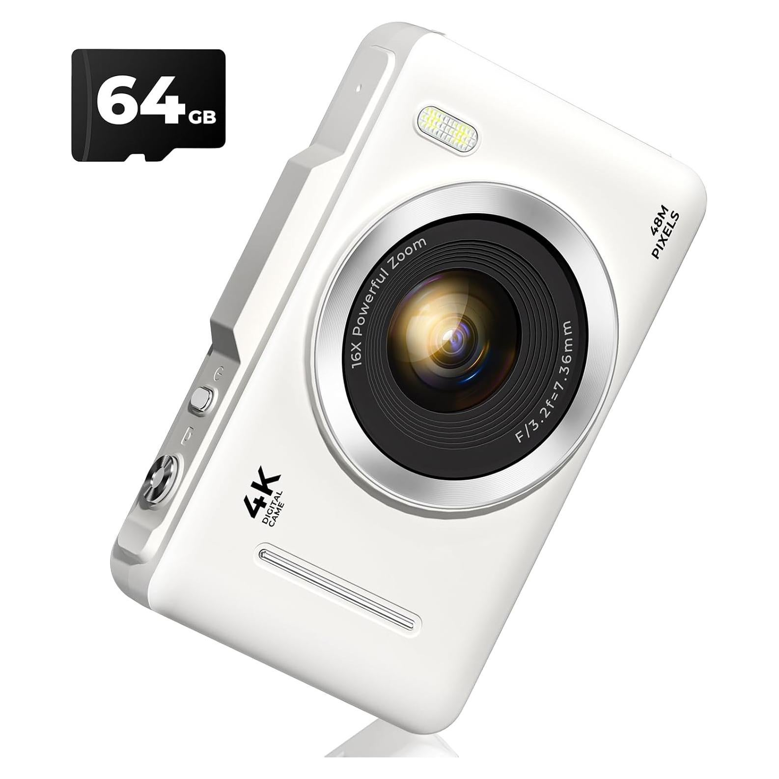 Cámara Digital Compacta Kiisda H16 48MP FHD 1080P con SD 64GB