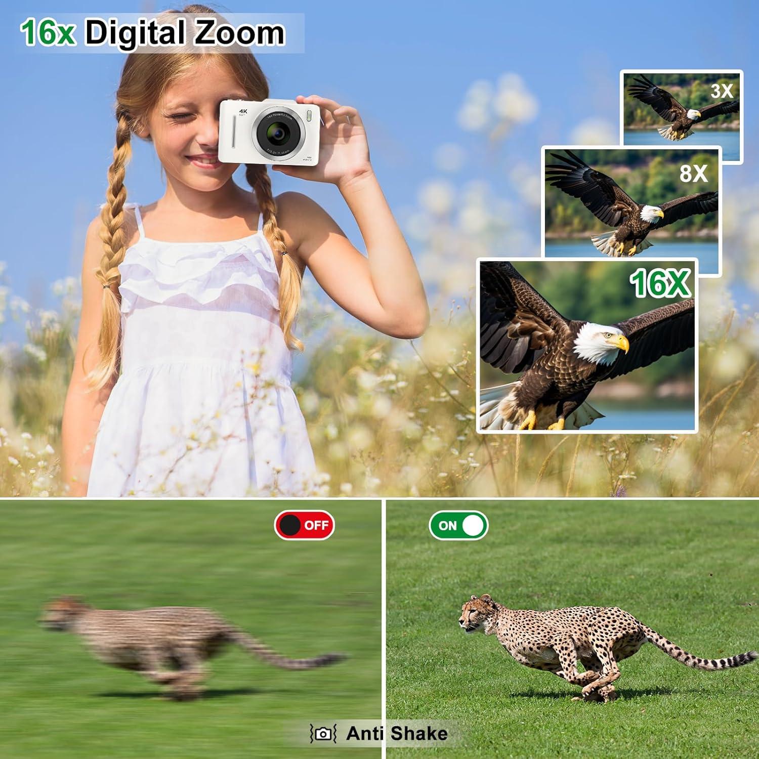 Cámara Digital Compacta Kiisda H16 48MP FHD 1080P con SD 64GB