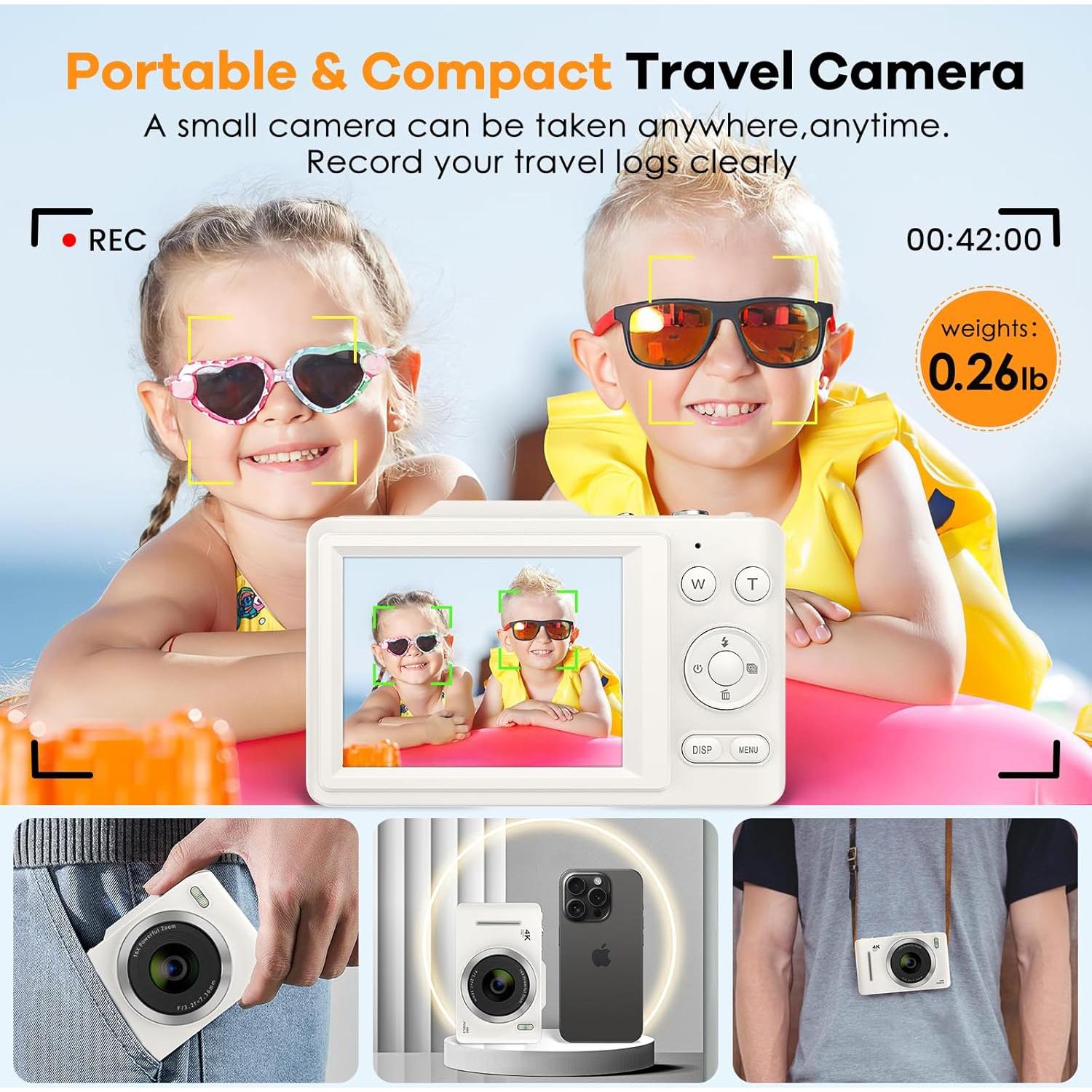 Cámara Digital Compacta Kiisda H16 48MP FHD 1080P con SD 64GB