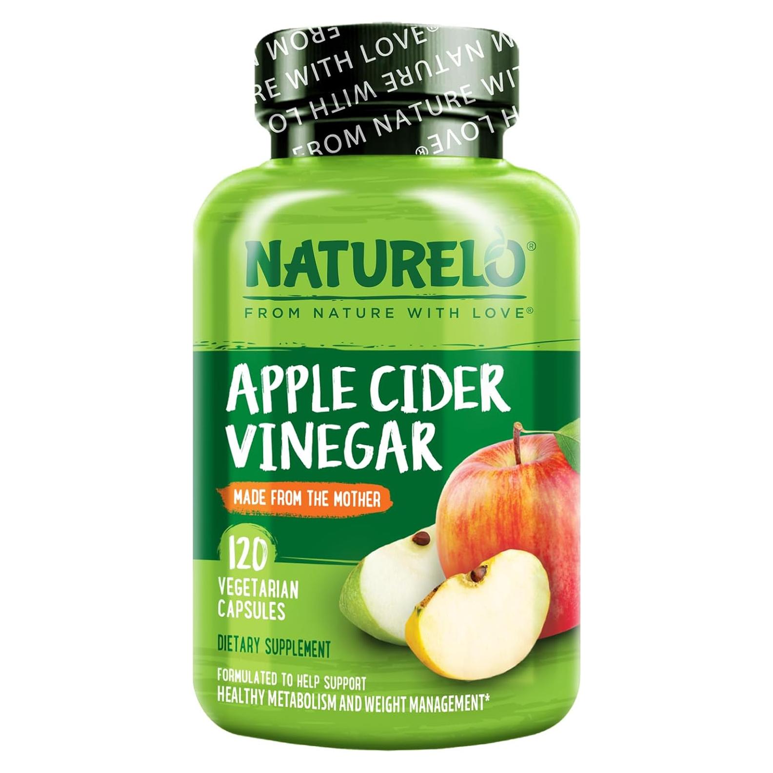 Cápsulas de Vinagre de Manzana NATURELO - 120 Veganas para Pérdida de Peso