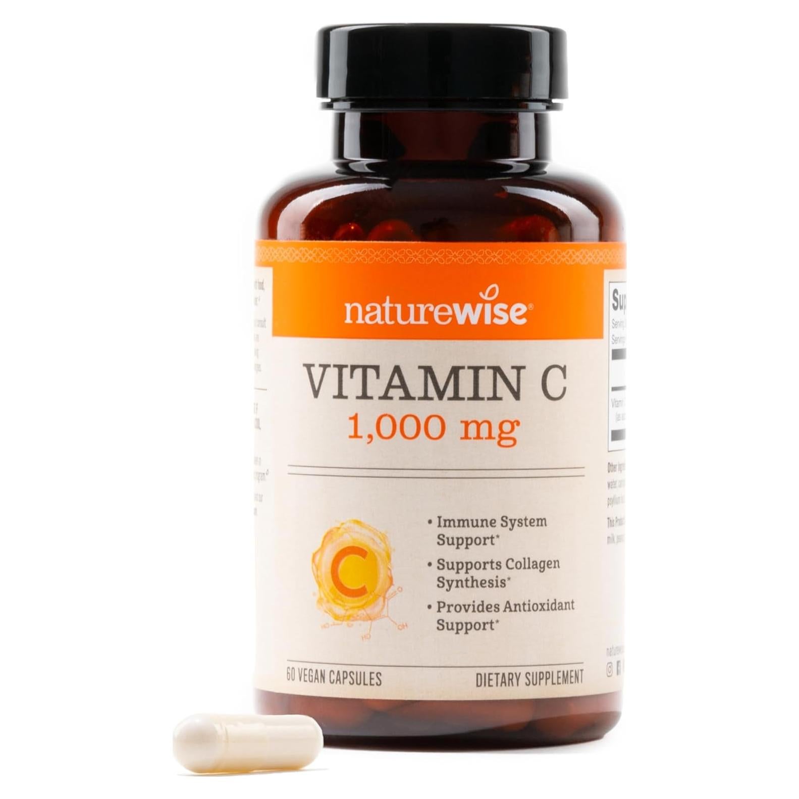 NatureWise Vitamina C 1000mg Vegana - 60 Cápsulas Antioxidantes