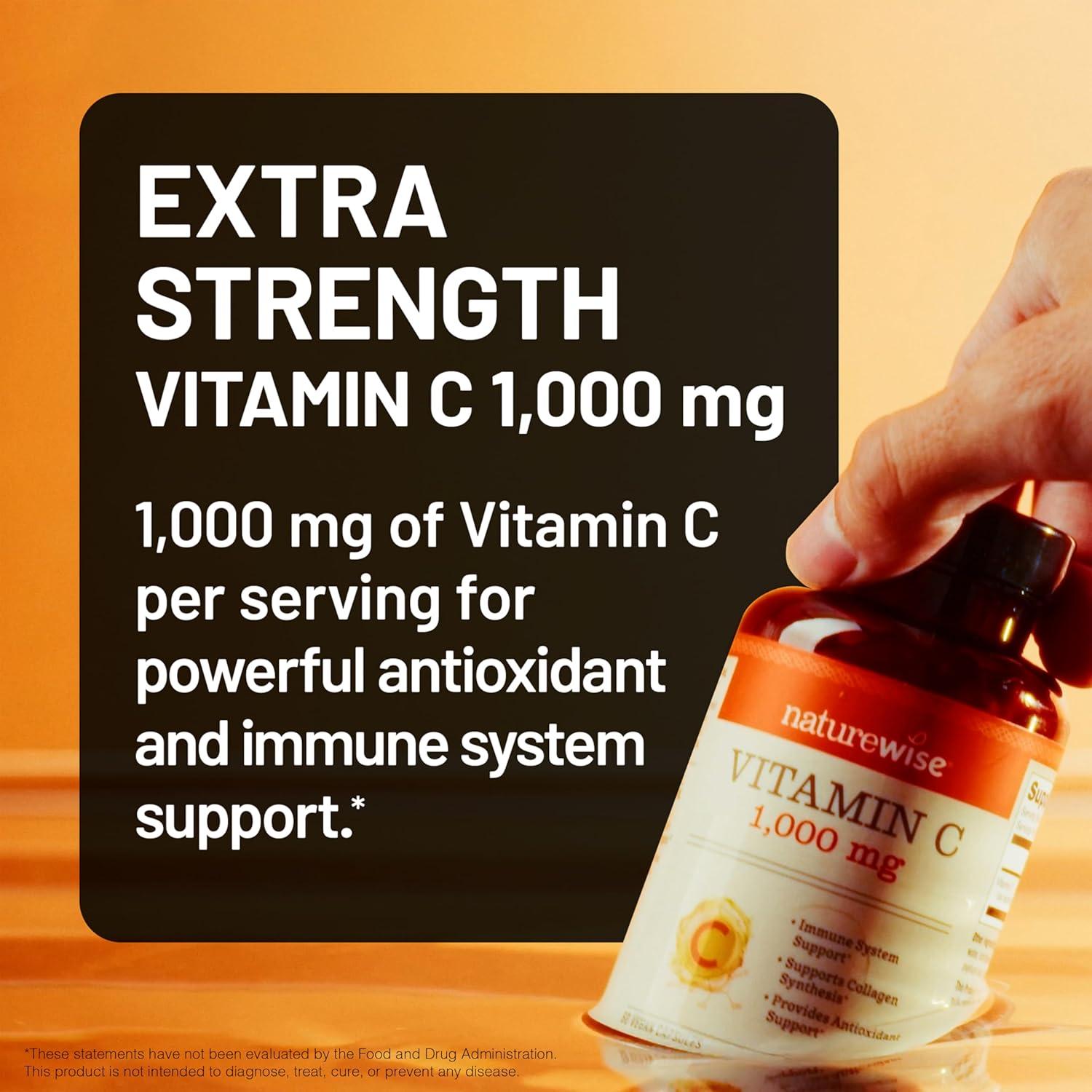 NatureWise Vitamina C 1000mg Vegana - 60 Cápsulas Antioxidantes