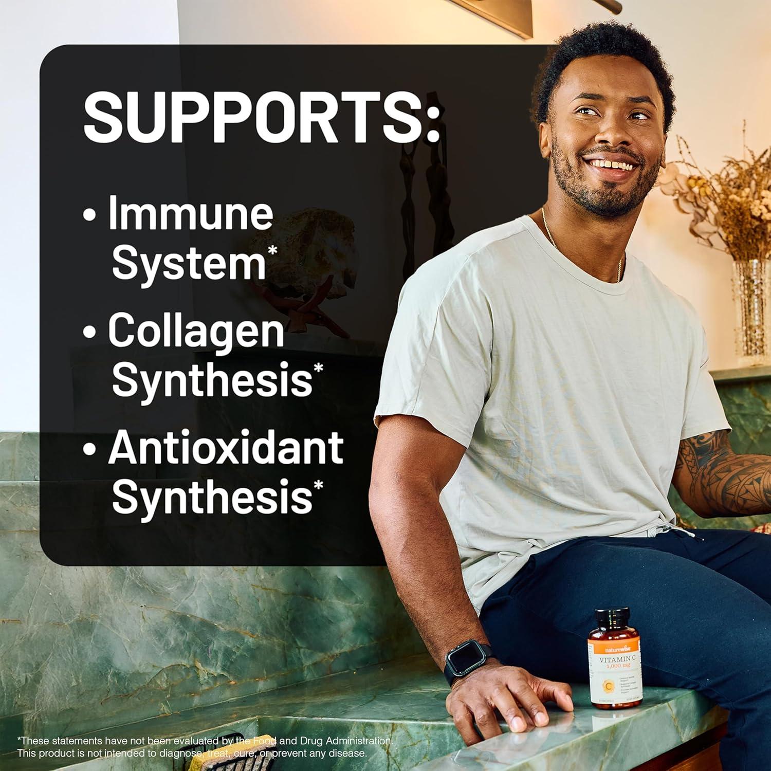 NatureWise Vitamina C 1000mg Vegana - 60 Cápsulas Antioxidantes